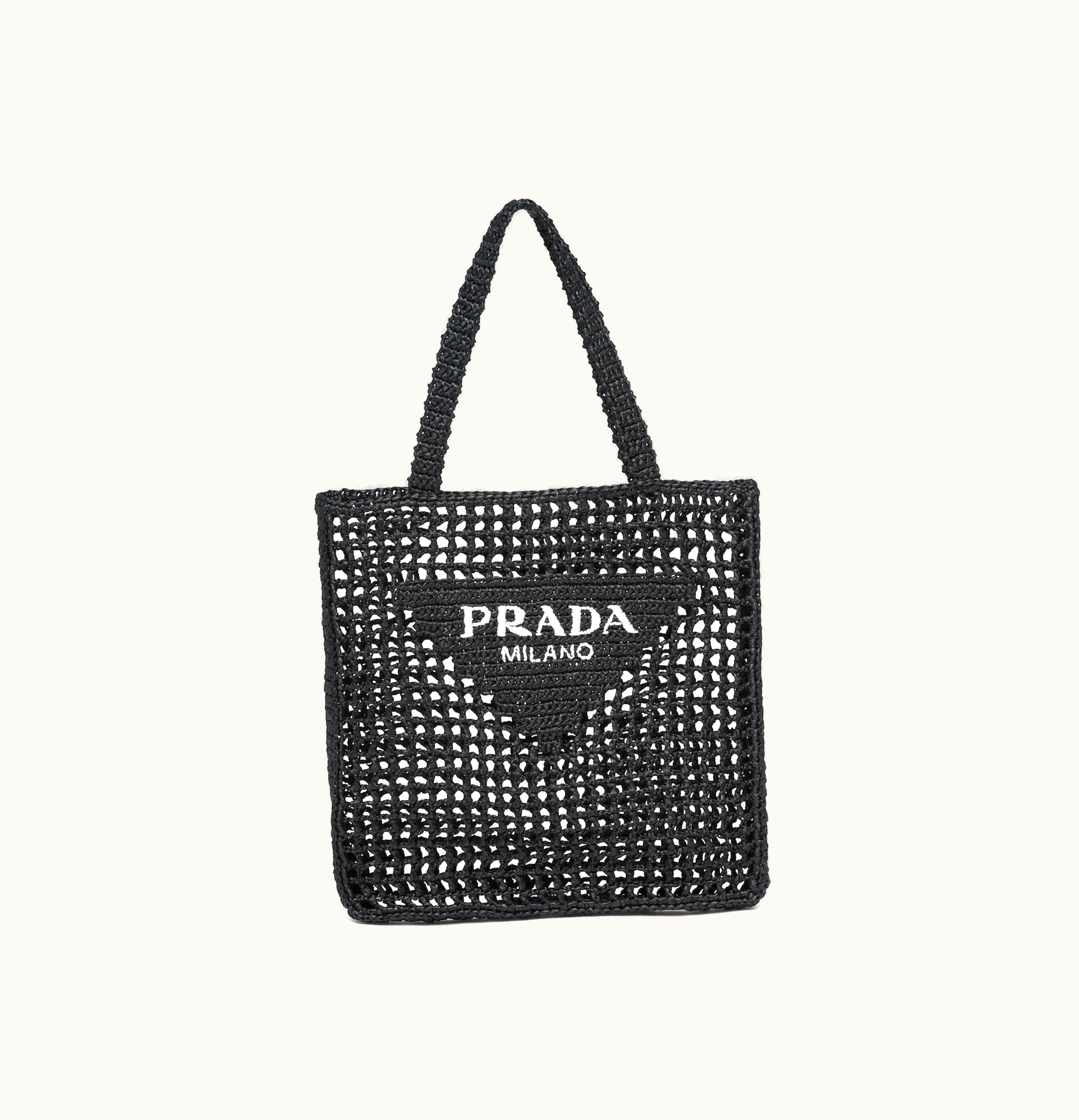 Prada Prada Raffia Tote Bag Black
