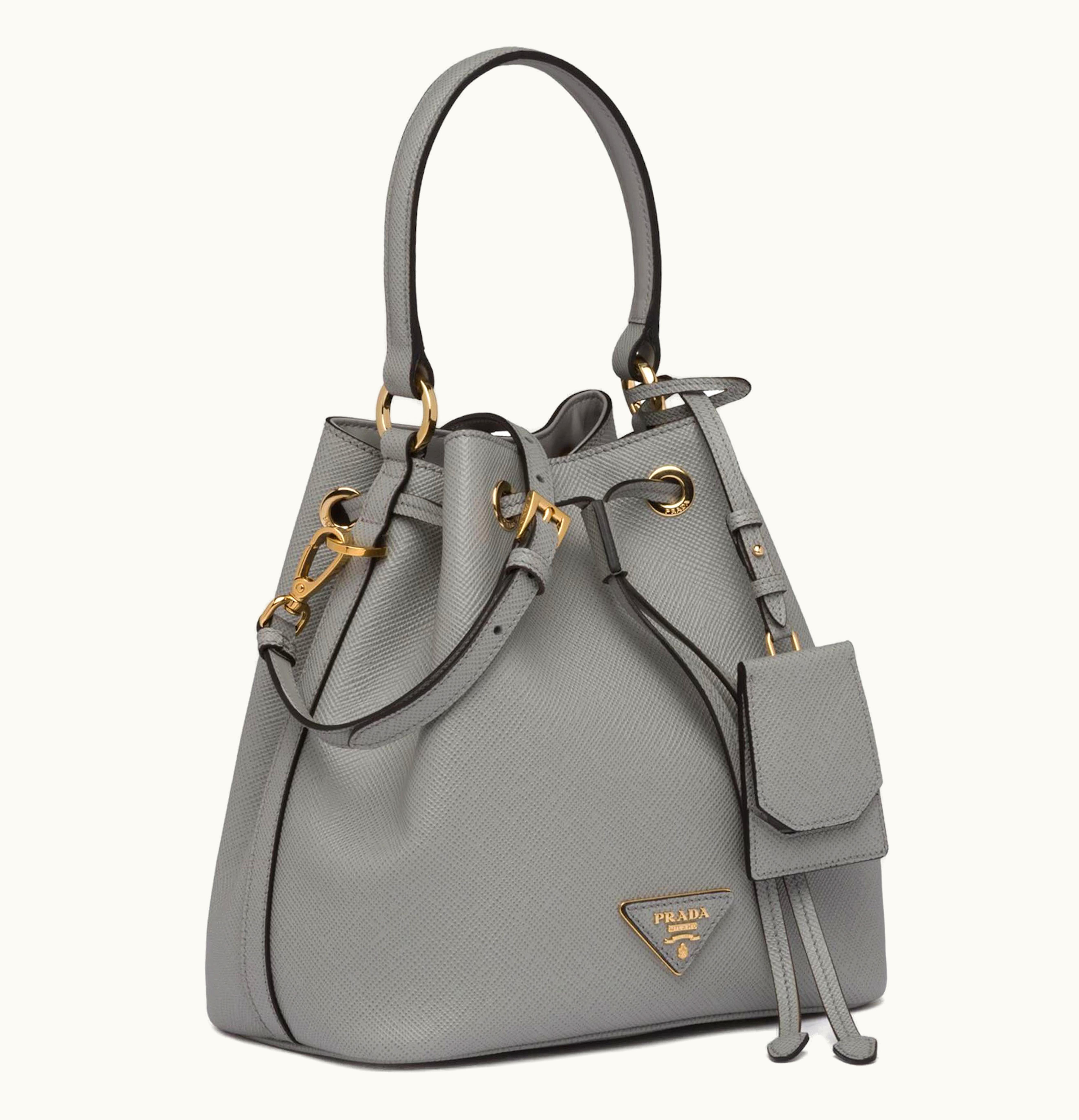 Prada Prada Bucket Bag Saffiano Leather Gold tone Gray