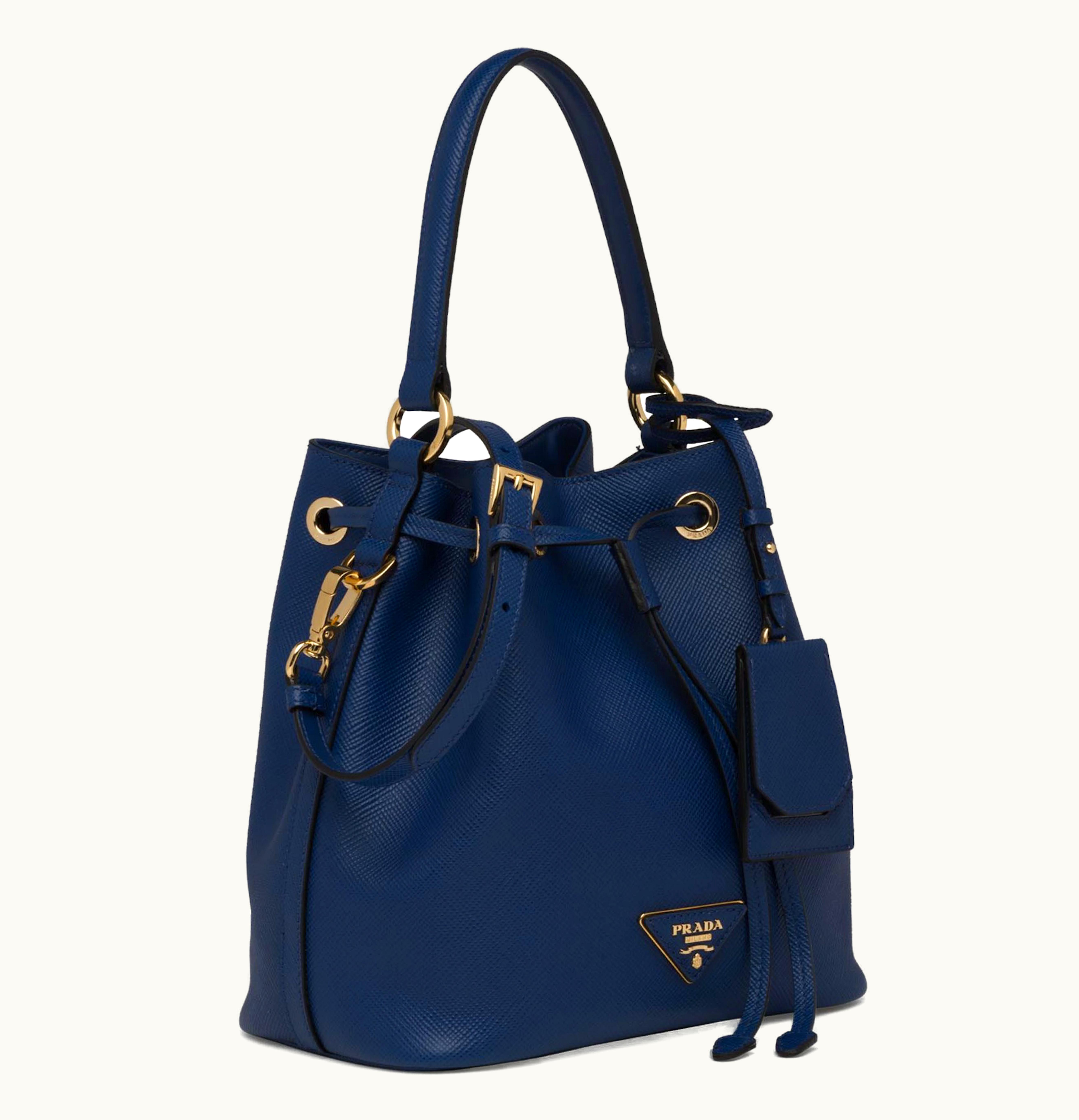Prada Prada Bucket Bag Saffiano Leather Gold tone Blue