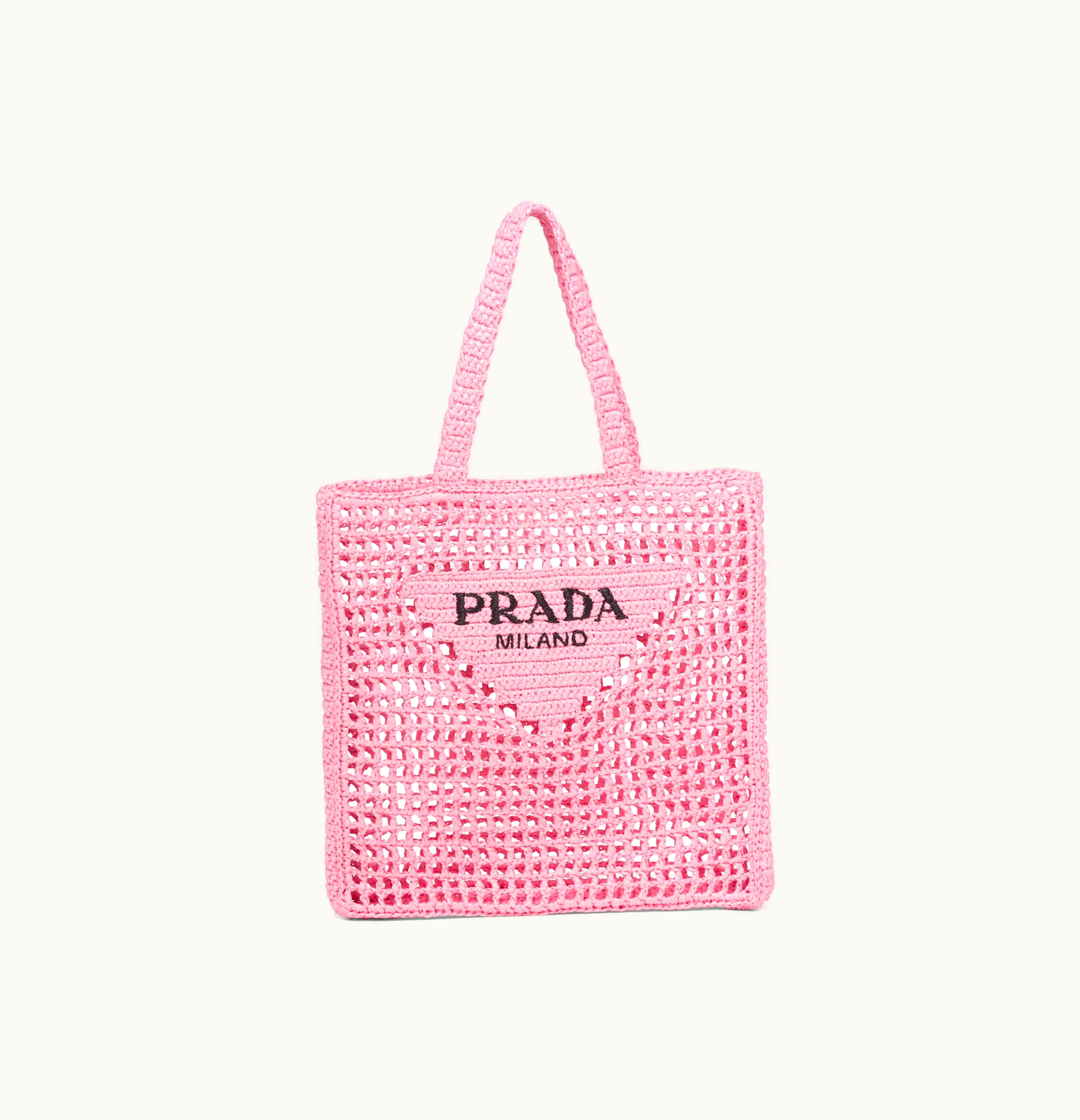 Prada Prada Raffia Tote Bag Petal Pink