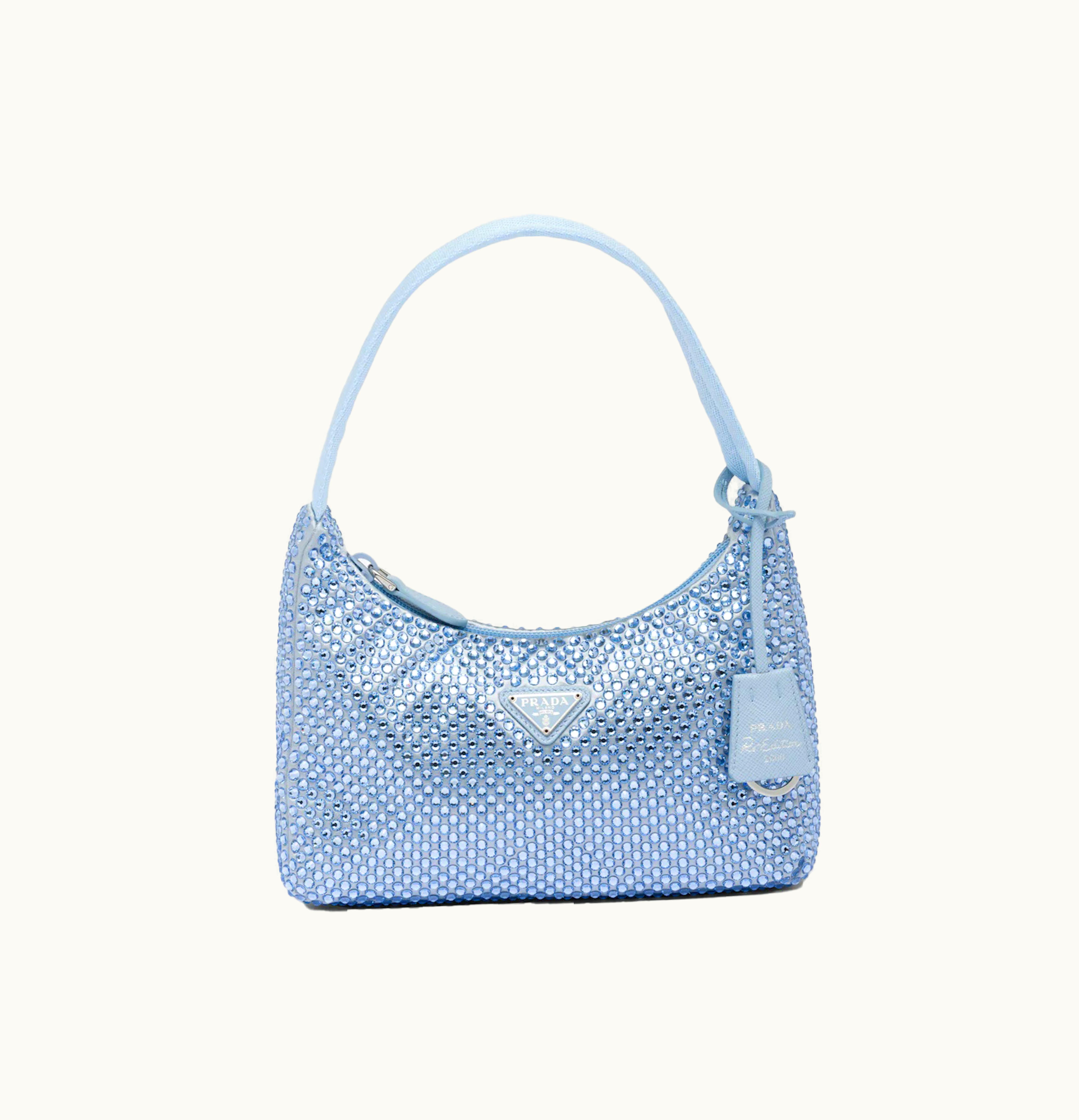 Prada Prada Embellished Satin Mini Bag Celeste