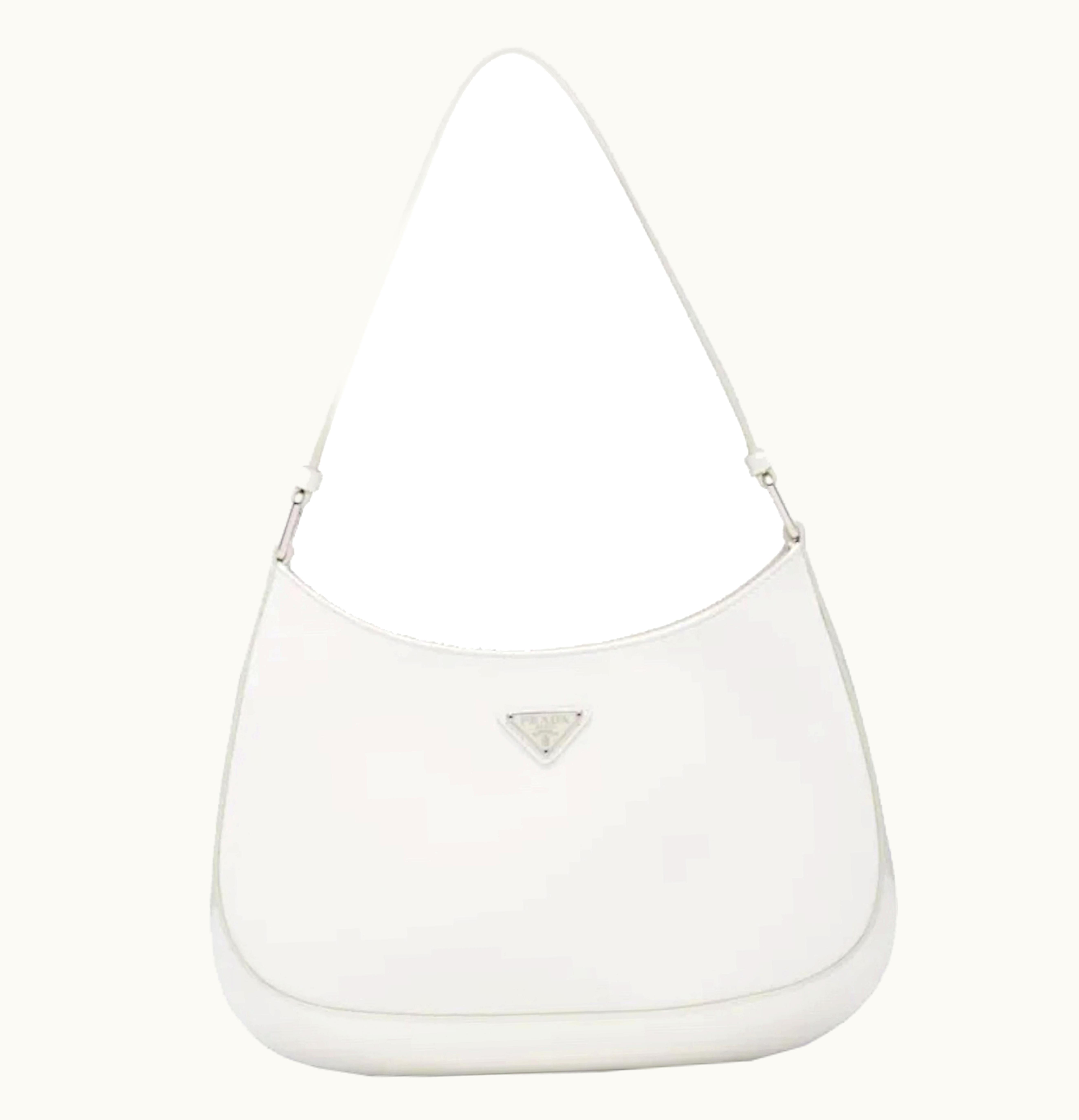 Prada Prada Cleo Brushed Leather Shoulder Bag White