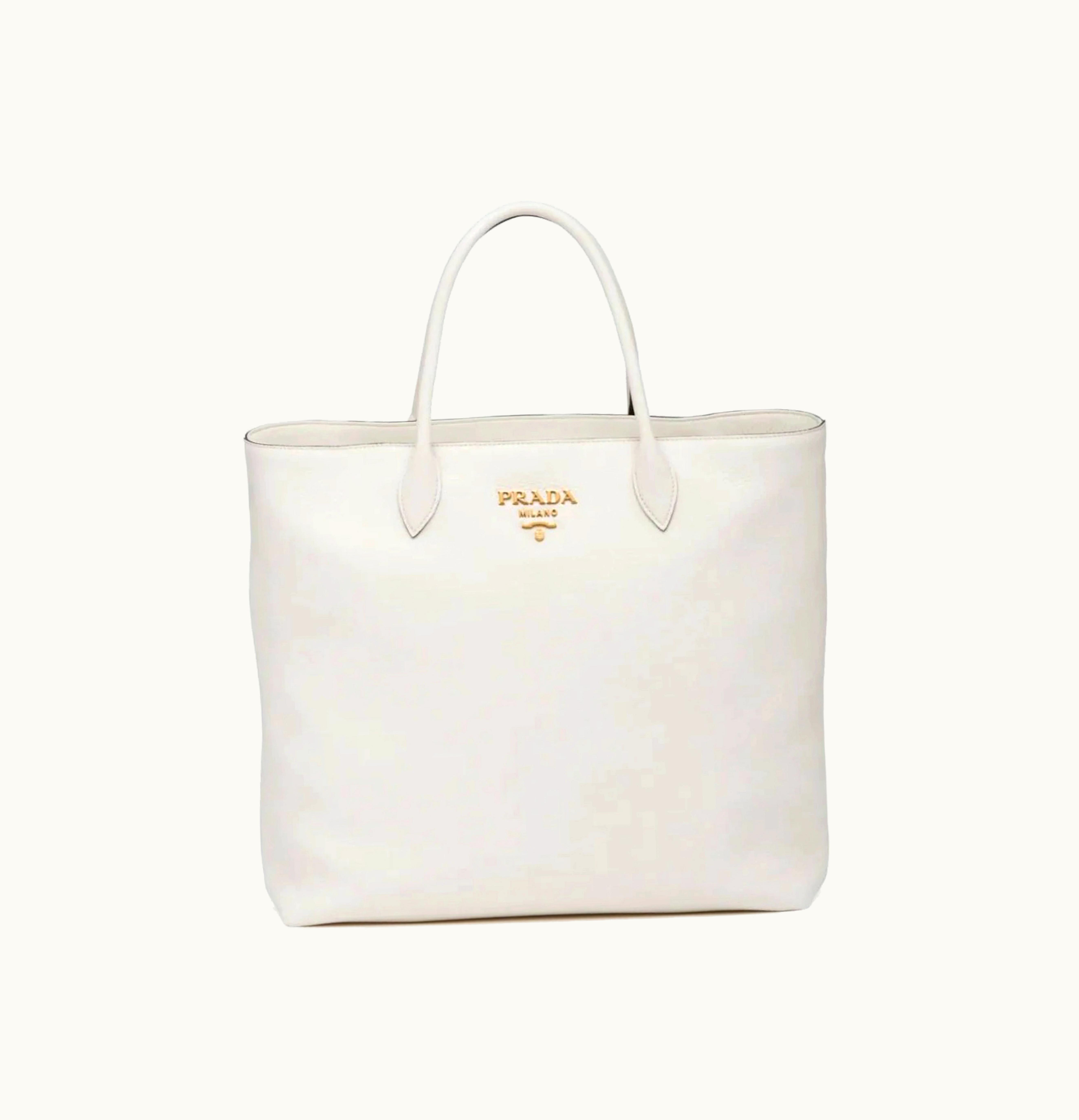 Prada Prada Square Shopping Bag Large White Beige