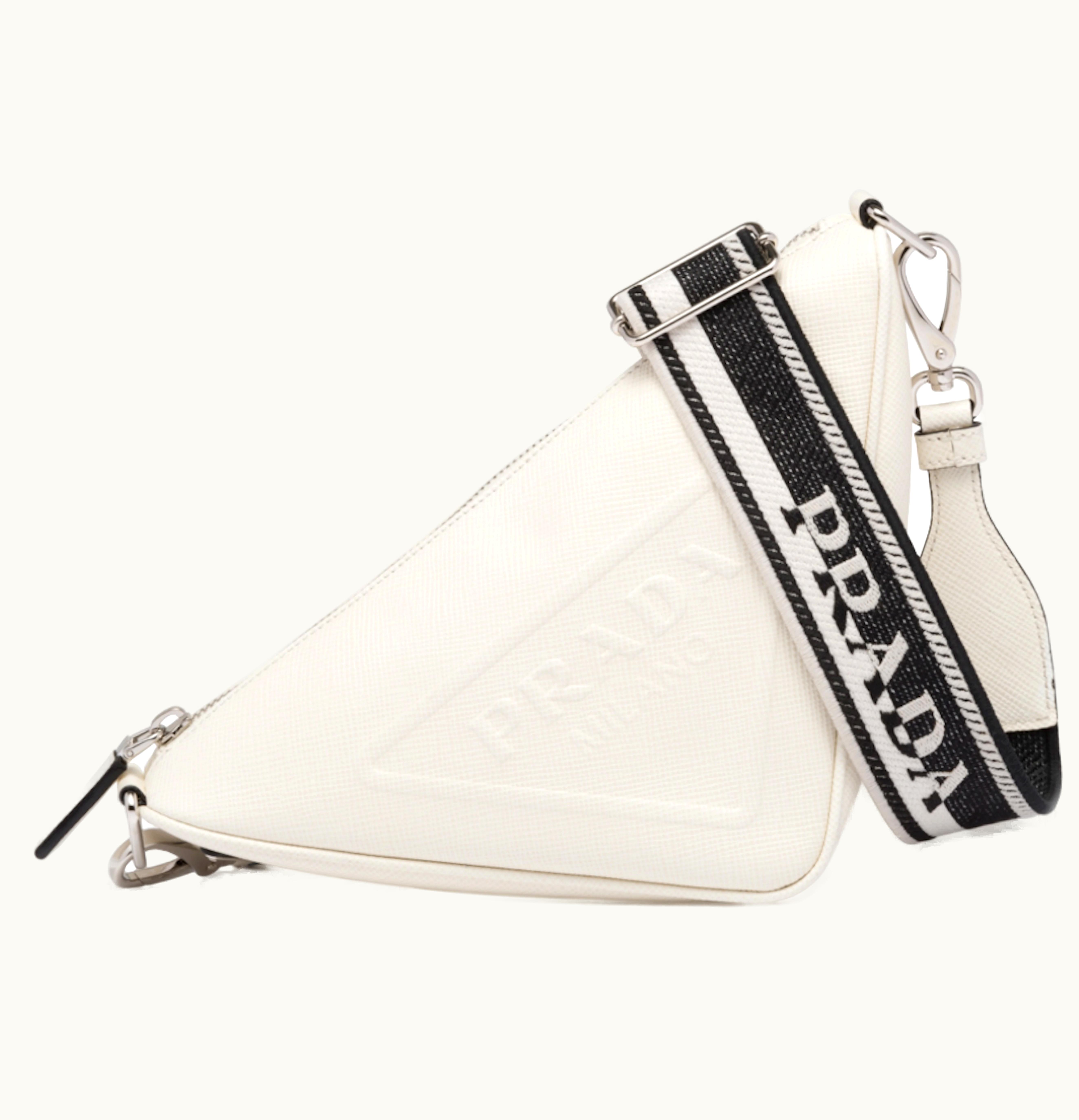 Prada Prada Saffiano Triangle Bag White