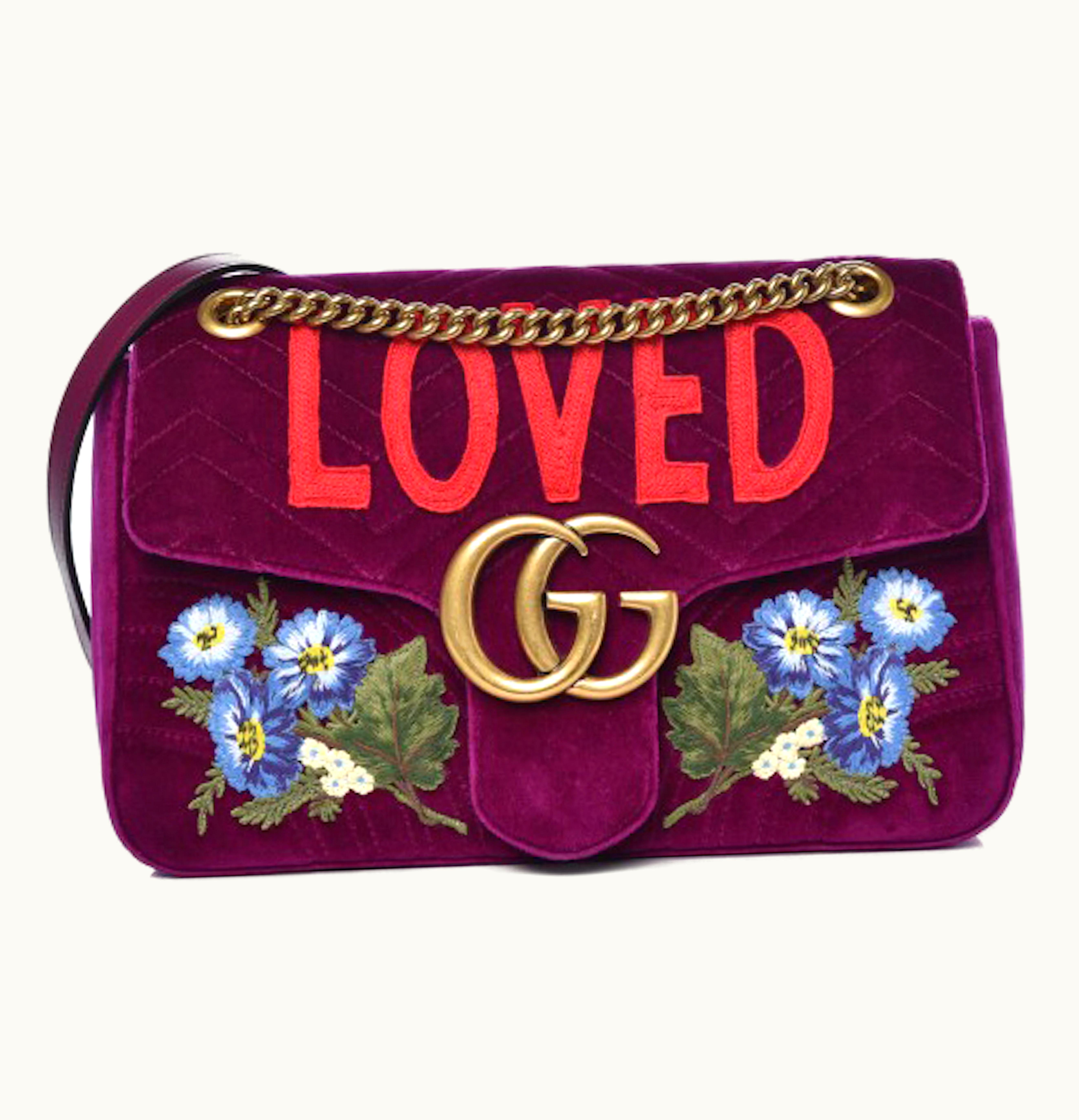 Gucci Gucci GG Marmont Shoulder Bag Embroidered Medium Bordeaux