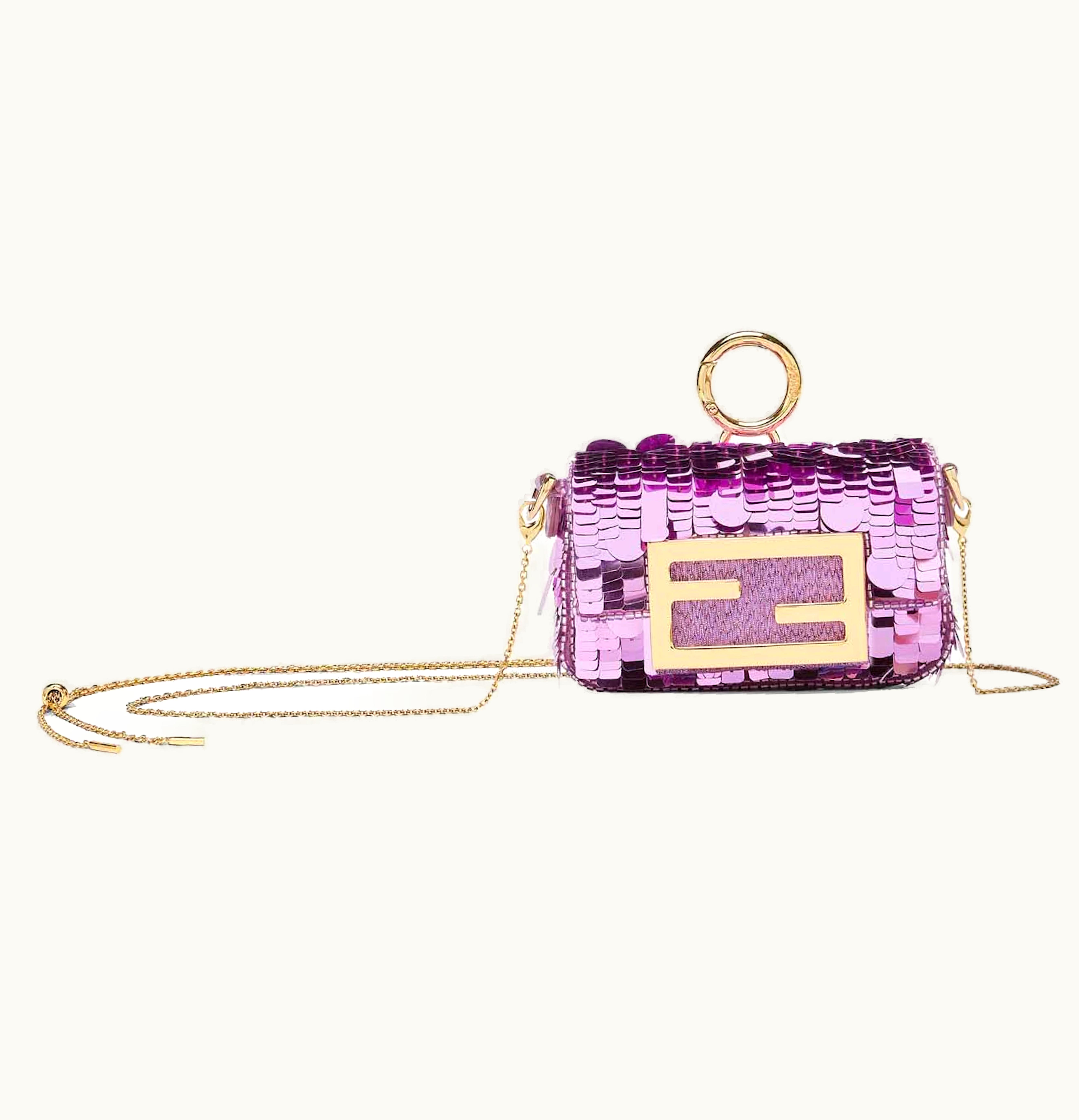 Fendi Fendi Sequin Nano Baguette Charm Light Purple