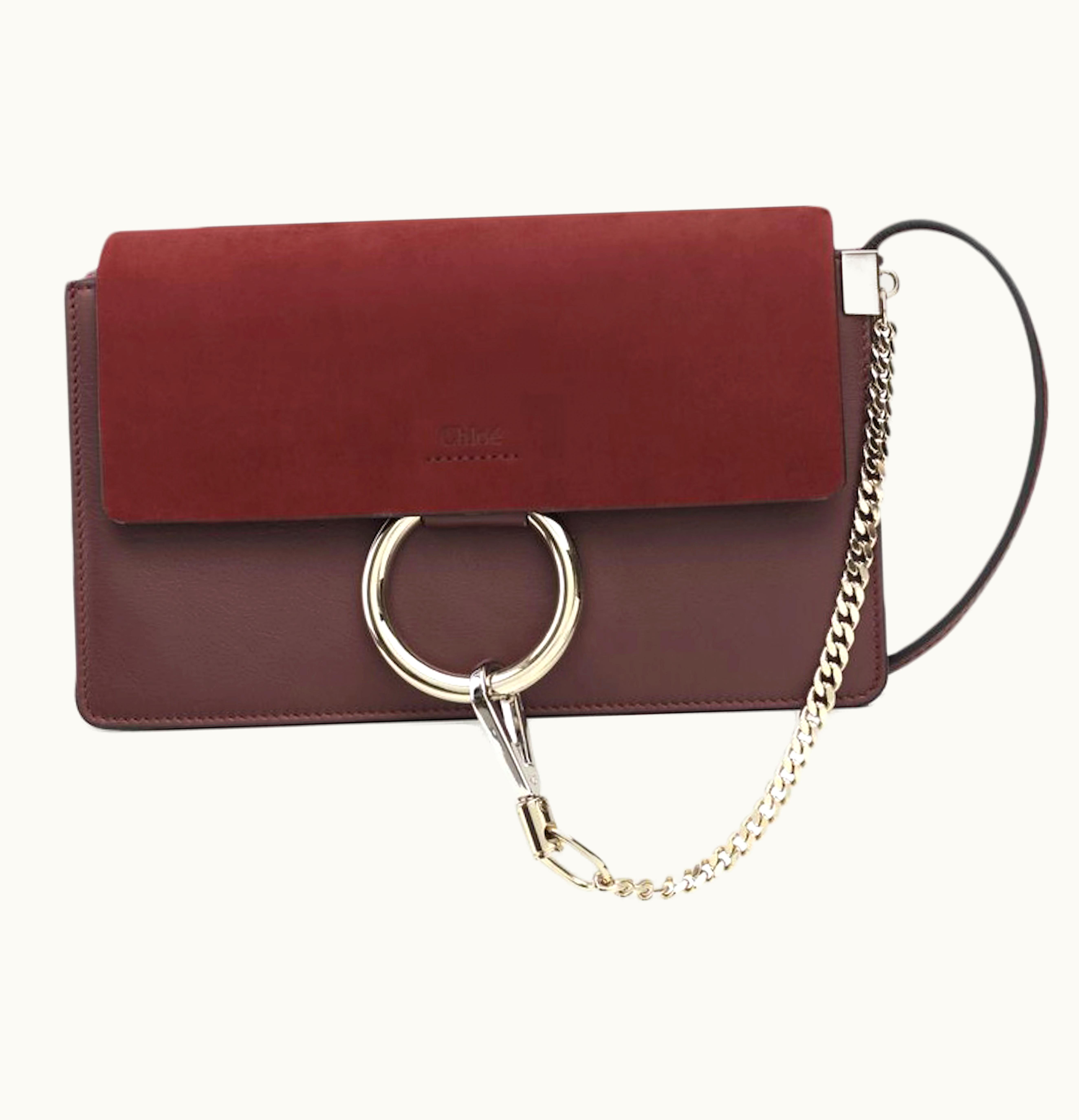 Chloé Chloe Faye Smooth Suede Small Plum Purple