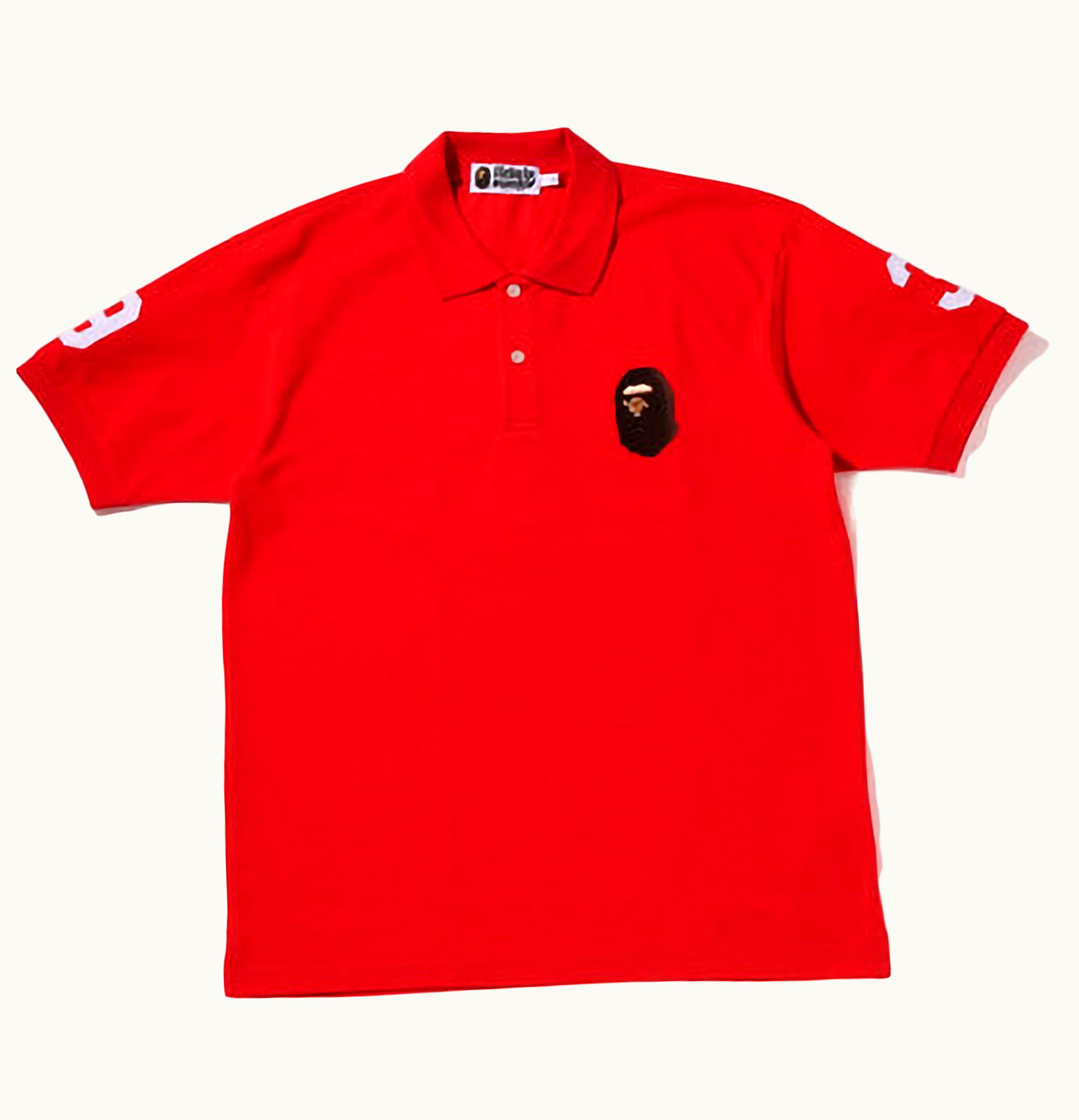 BAPE BAPE Large Ape Head Polo Red