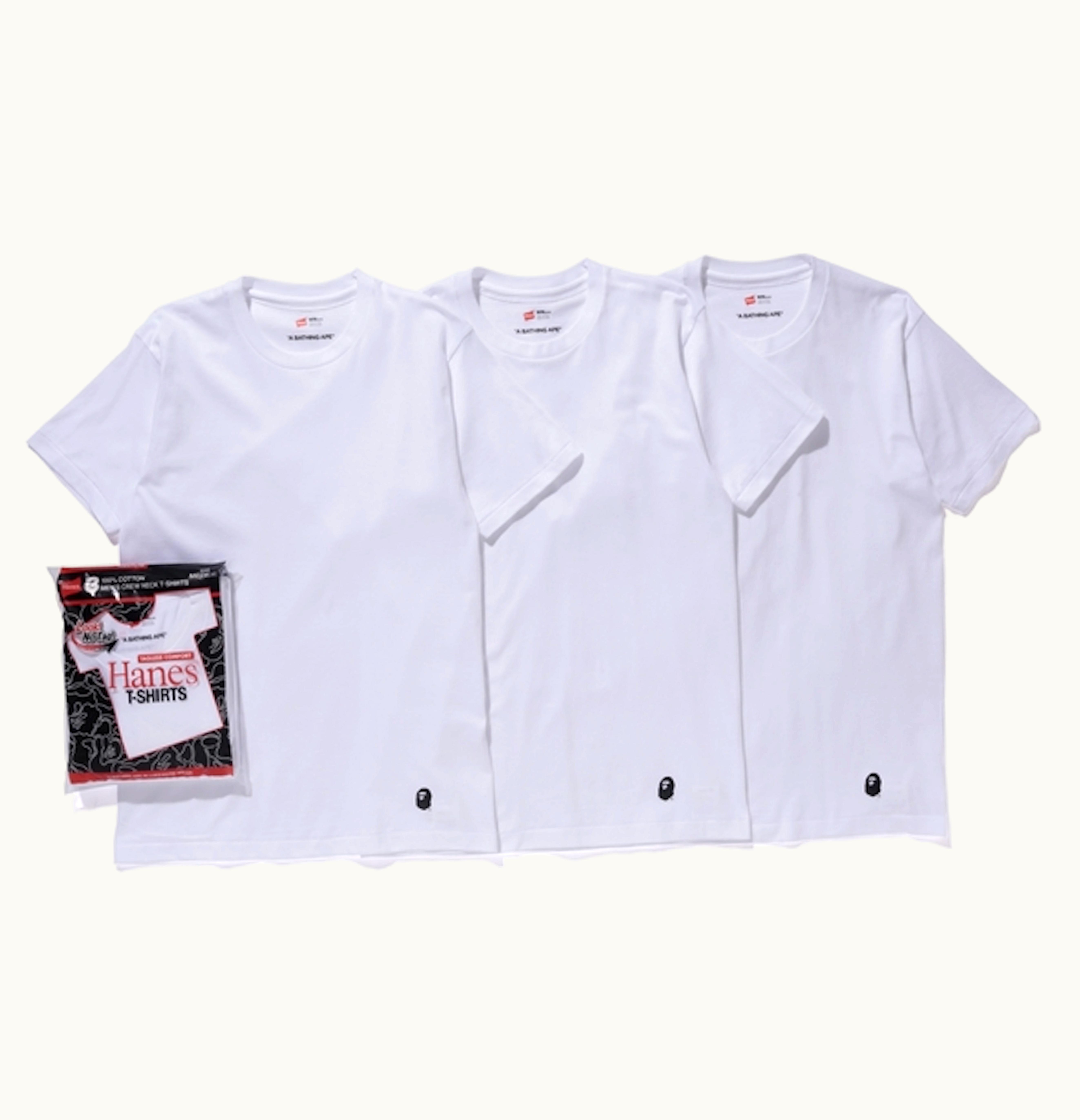 BAPE BAPE X Hanes3P T Shirts White