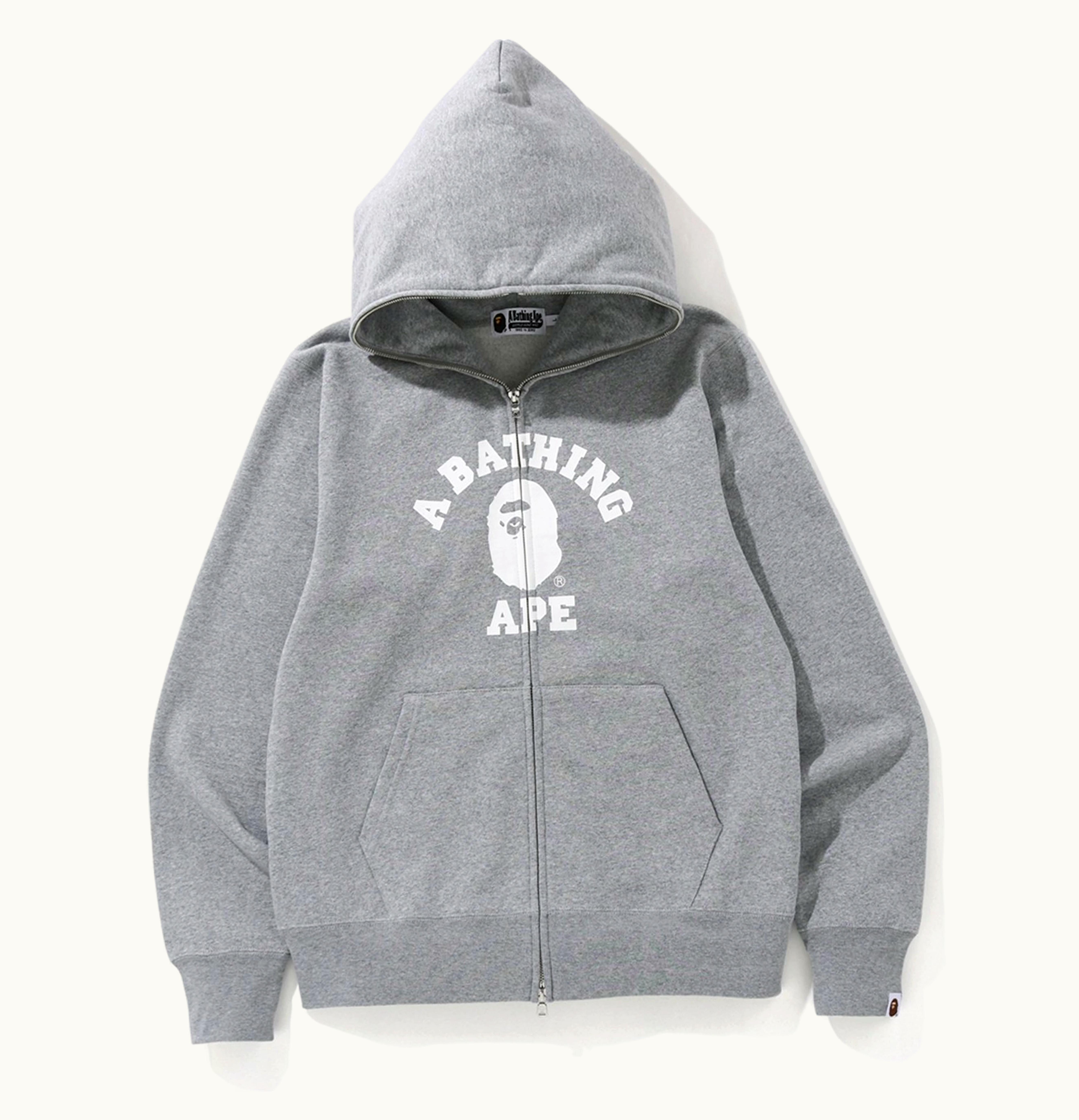 BAPE BAPE College Full Zip Hoodie Grey