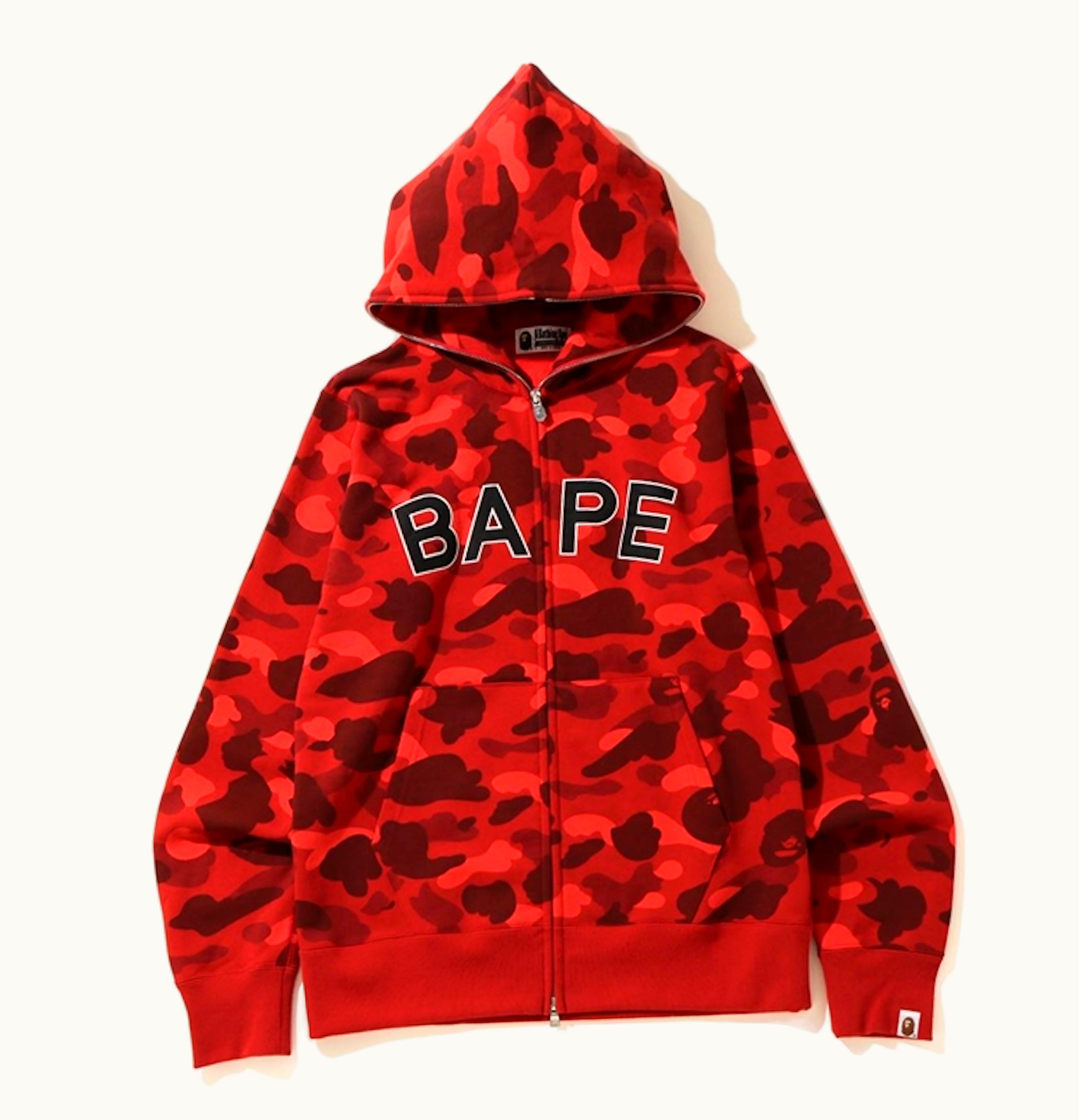 BAPE BAPE Color Camo Logo Full Zip Hoodie Red