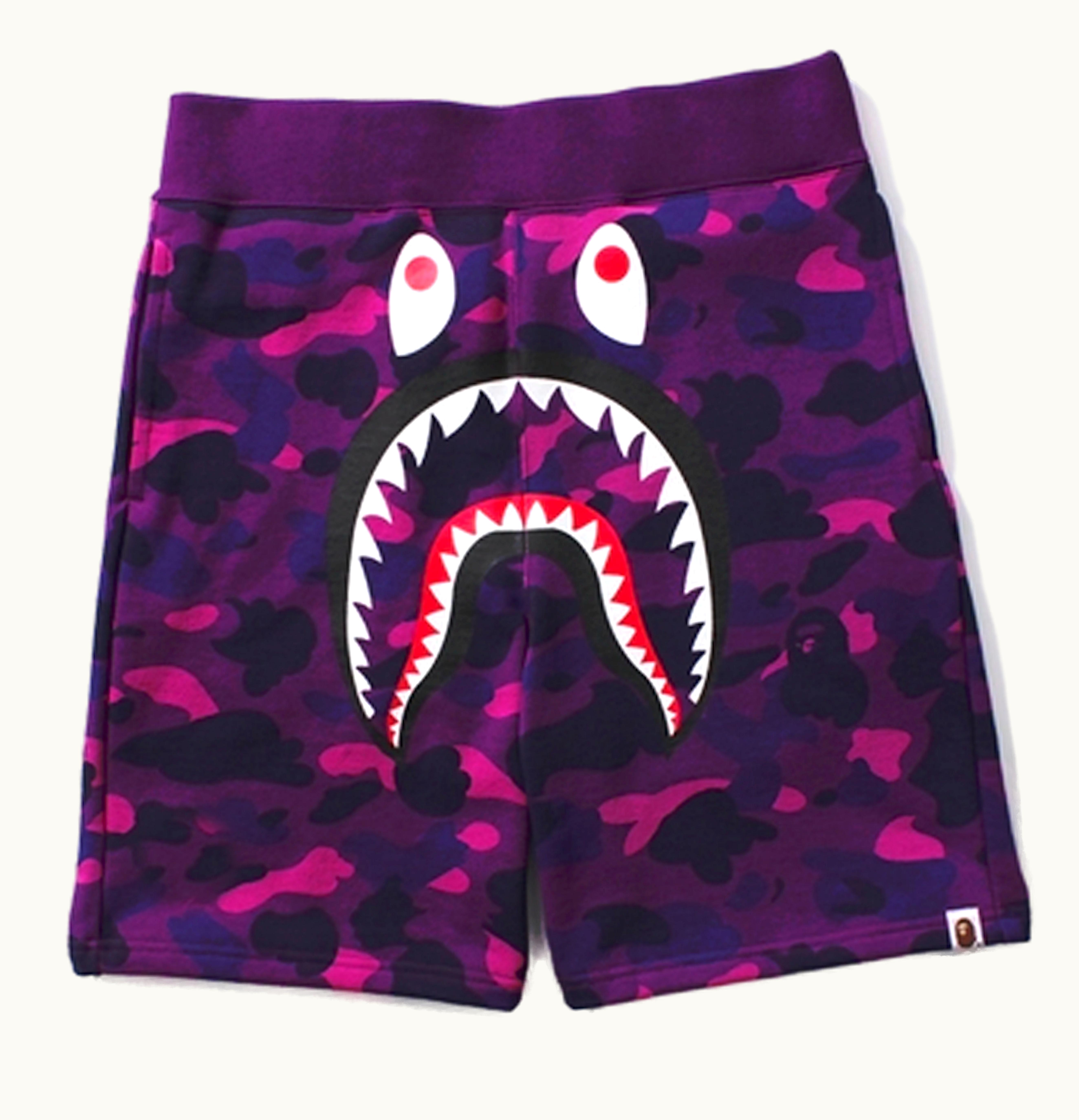 BAPE BAPE Color Camo Shark Sweat Shorts Purple