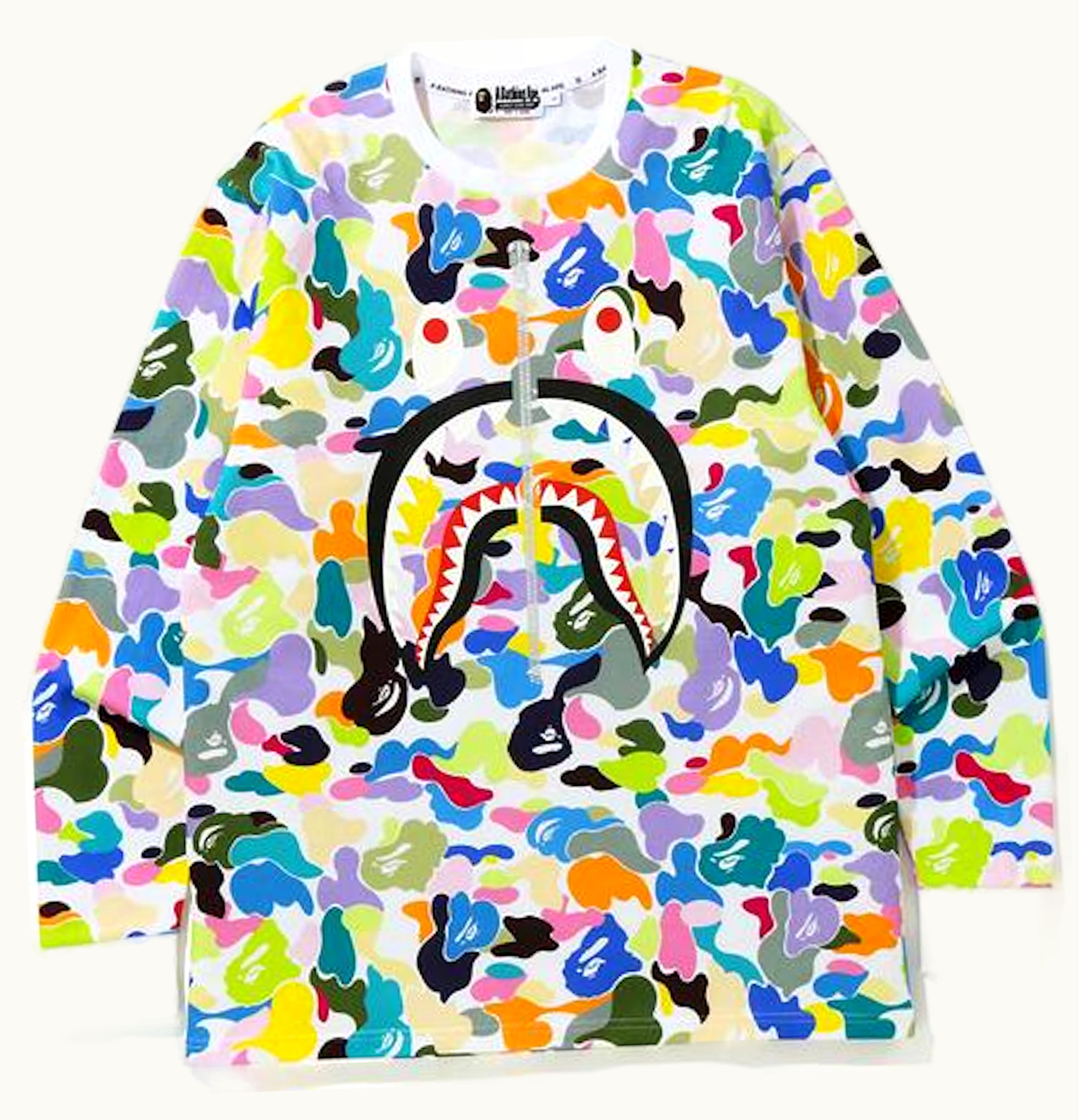 BAPE BAPE Multi Camo Shark L S Tee White