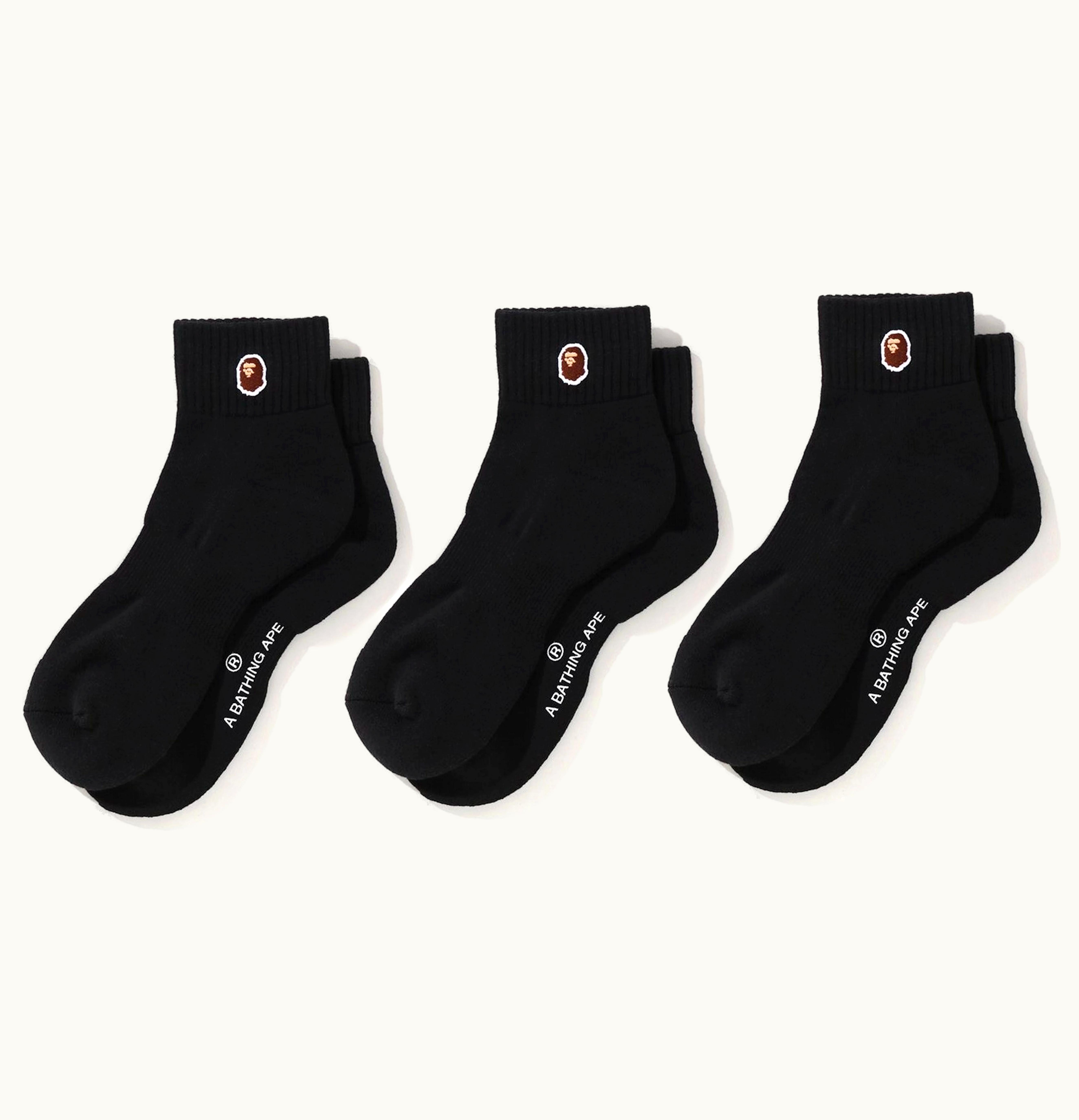 BAPE BAPE Ape Head One Point Ankle Socks 3pack Black