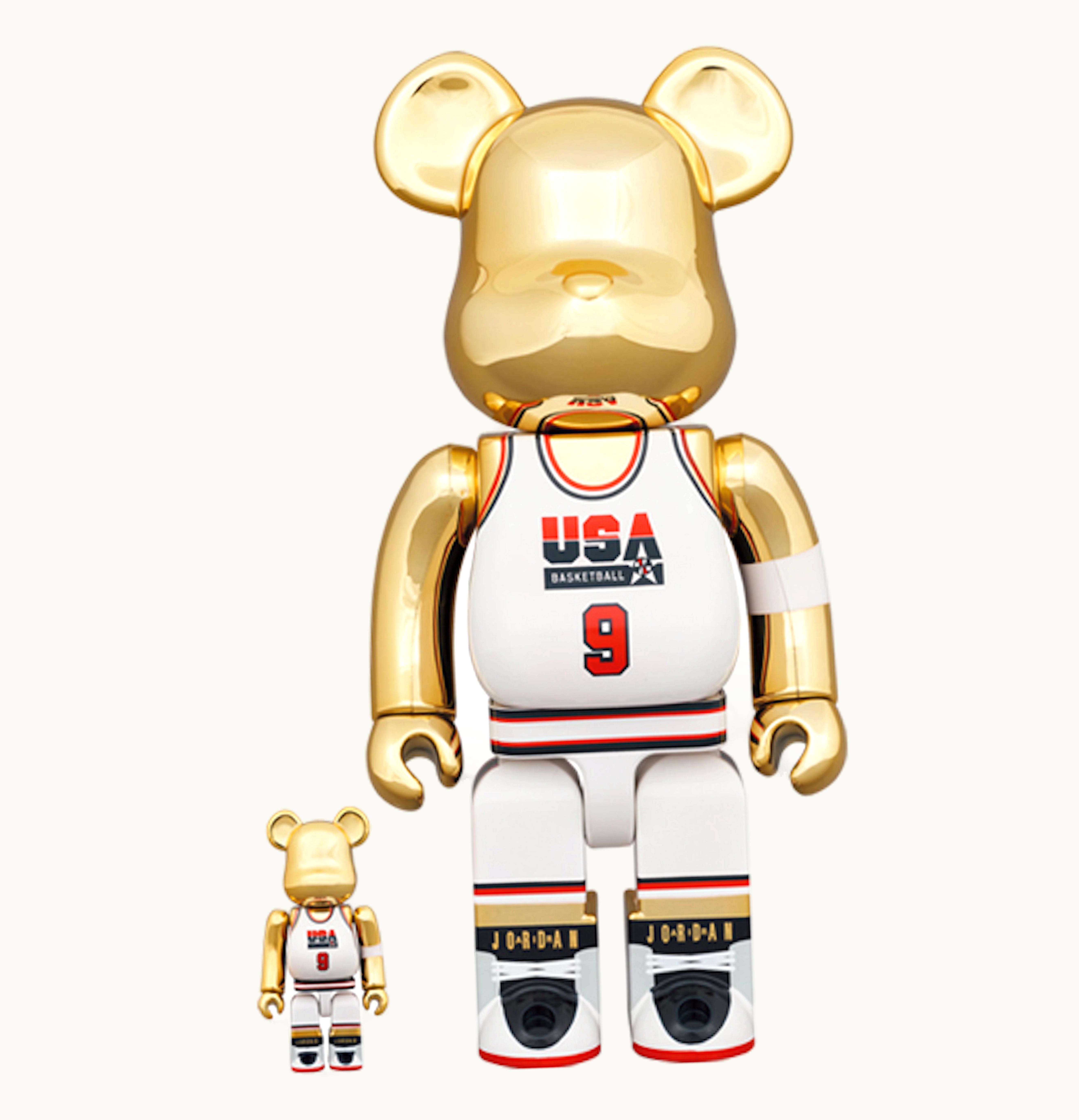 Bearbrick Bearbrick Michael Jordan 1992 Team USA Dream Team 100 400 Set Gold Chrome