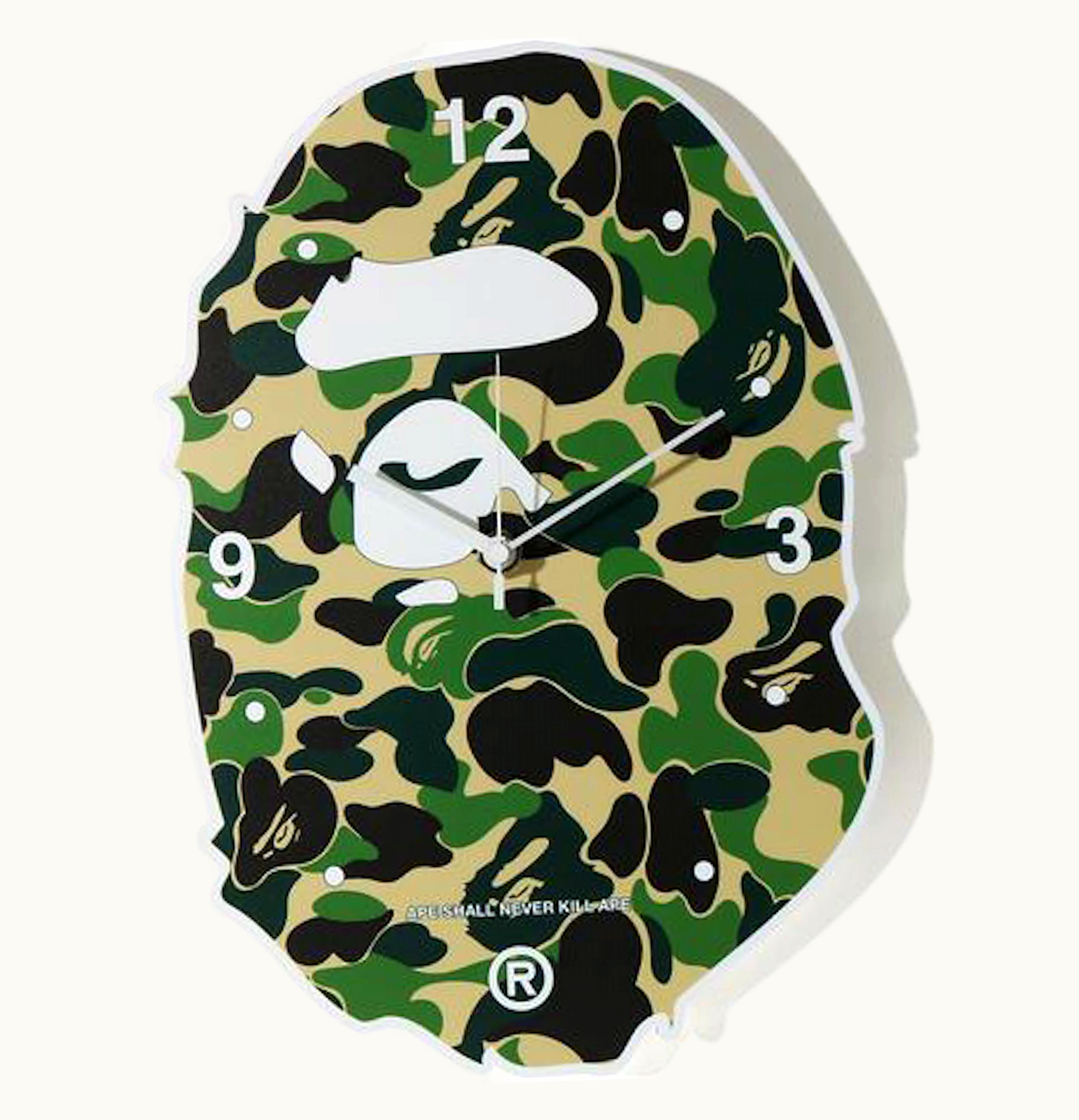 BAPE BAPE ABC Camo Ape Head Wall Clock Green