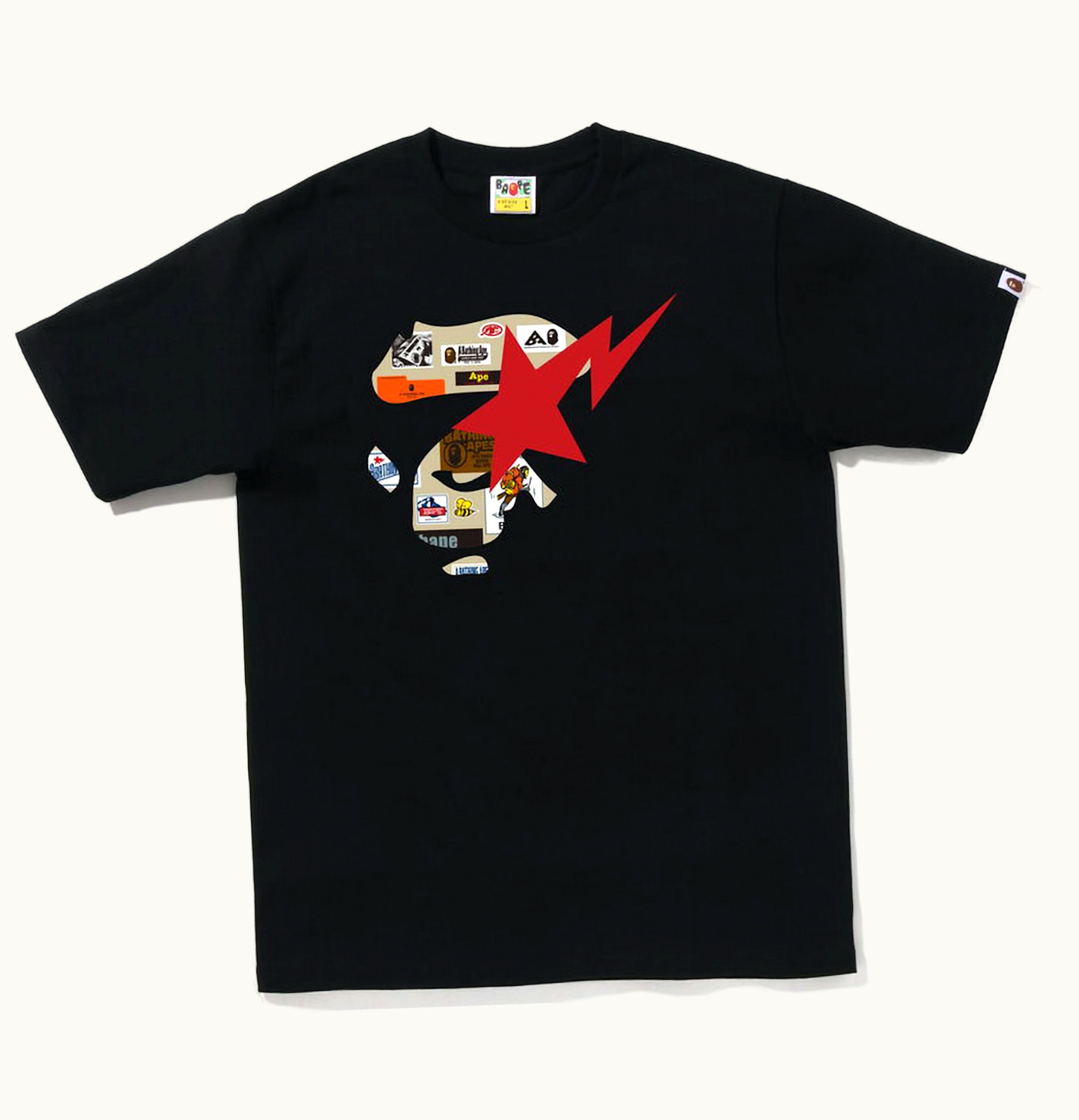 BAPE BAPE Multi Label Ape Face Tee Black