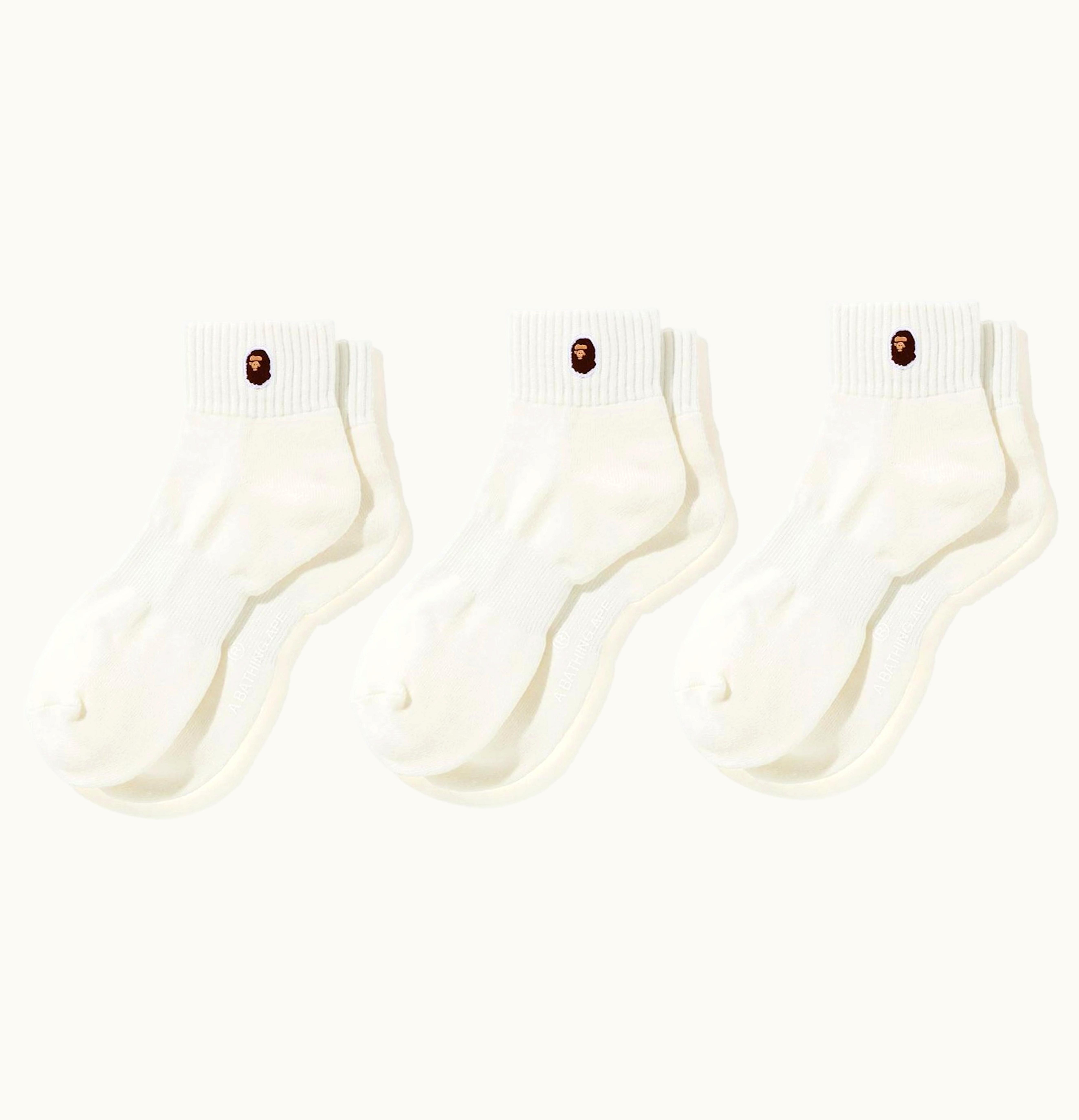 BAPE BAPE Ape Head One Point Ankle Socks 3pack White