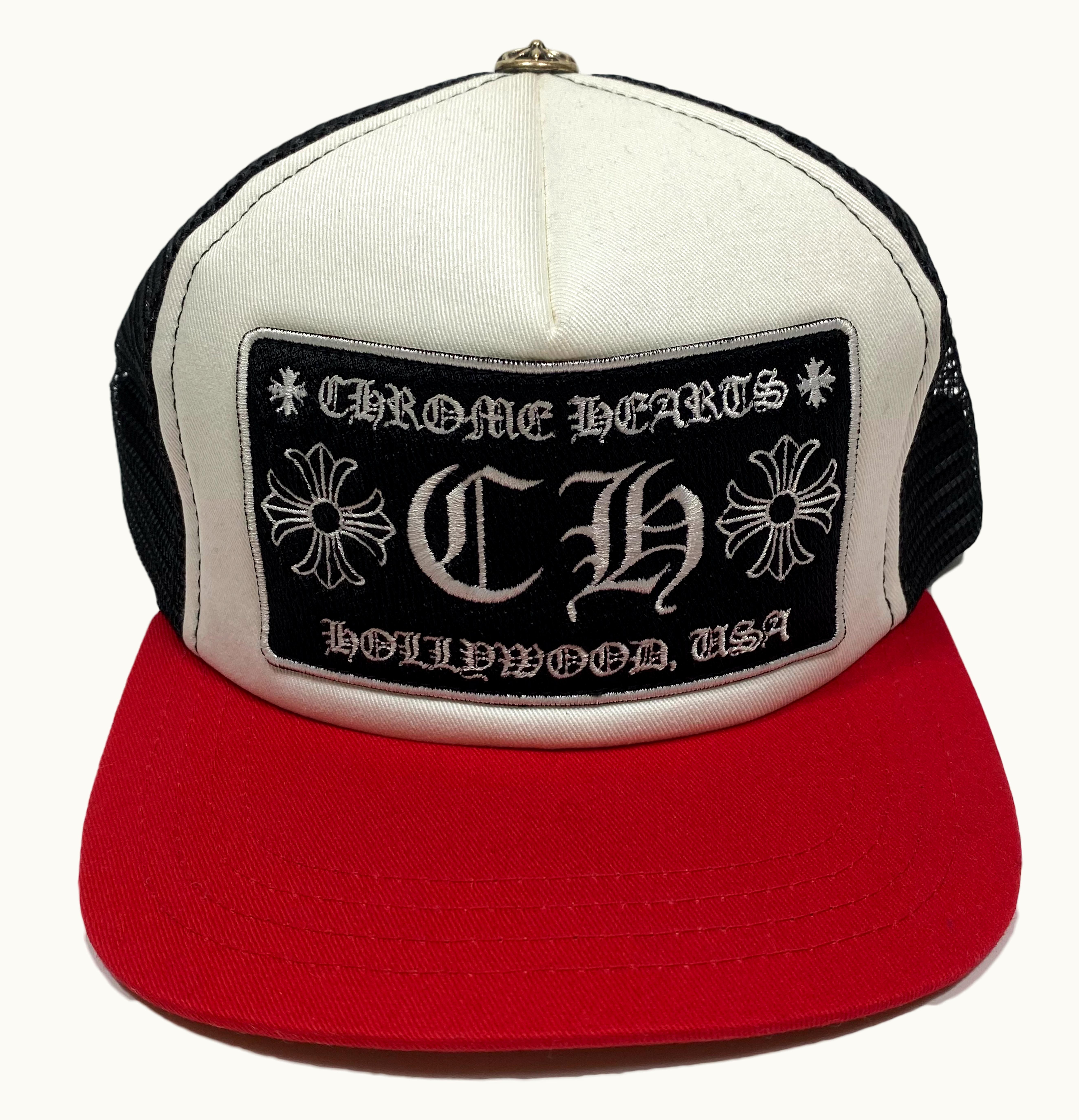 Chrome Hearts Chrome Hearts CH Hollywood Trucker Hat Red Black White