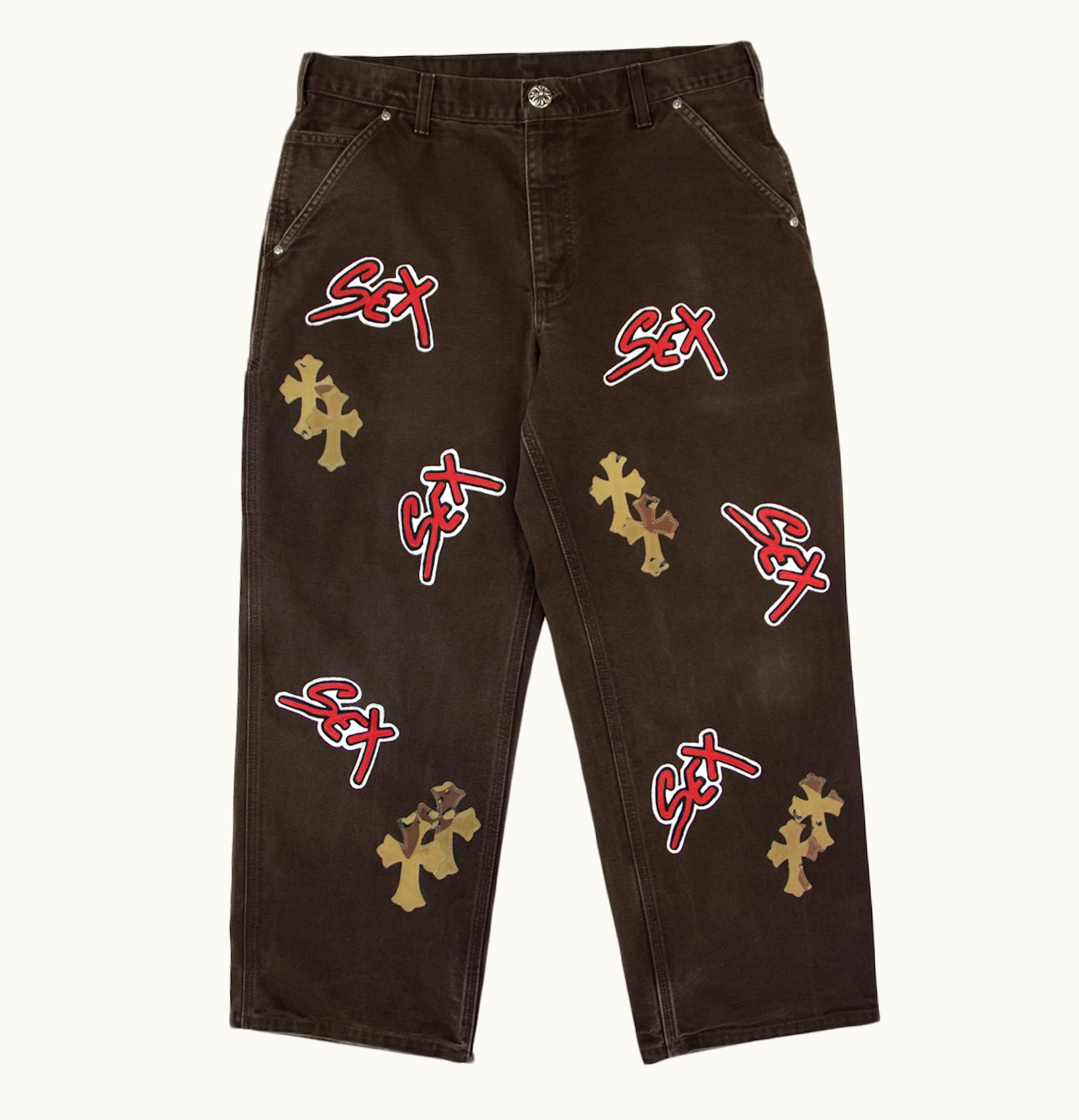 Chrome Hearts Chrome Hearts Matty Boy Sex Records Single Knee Vintage Carpenter Pants Dark Brown