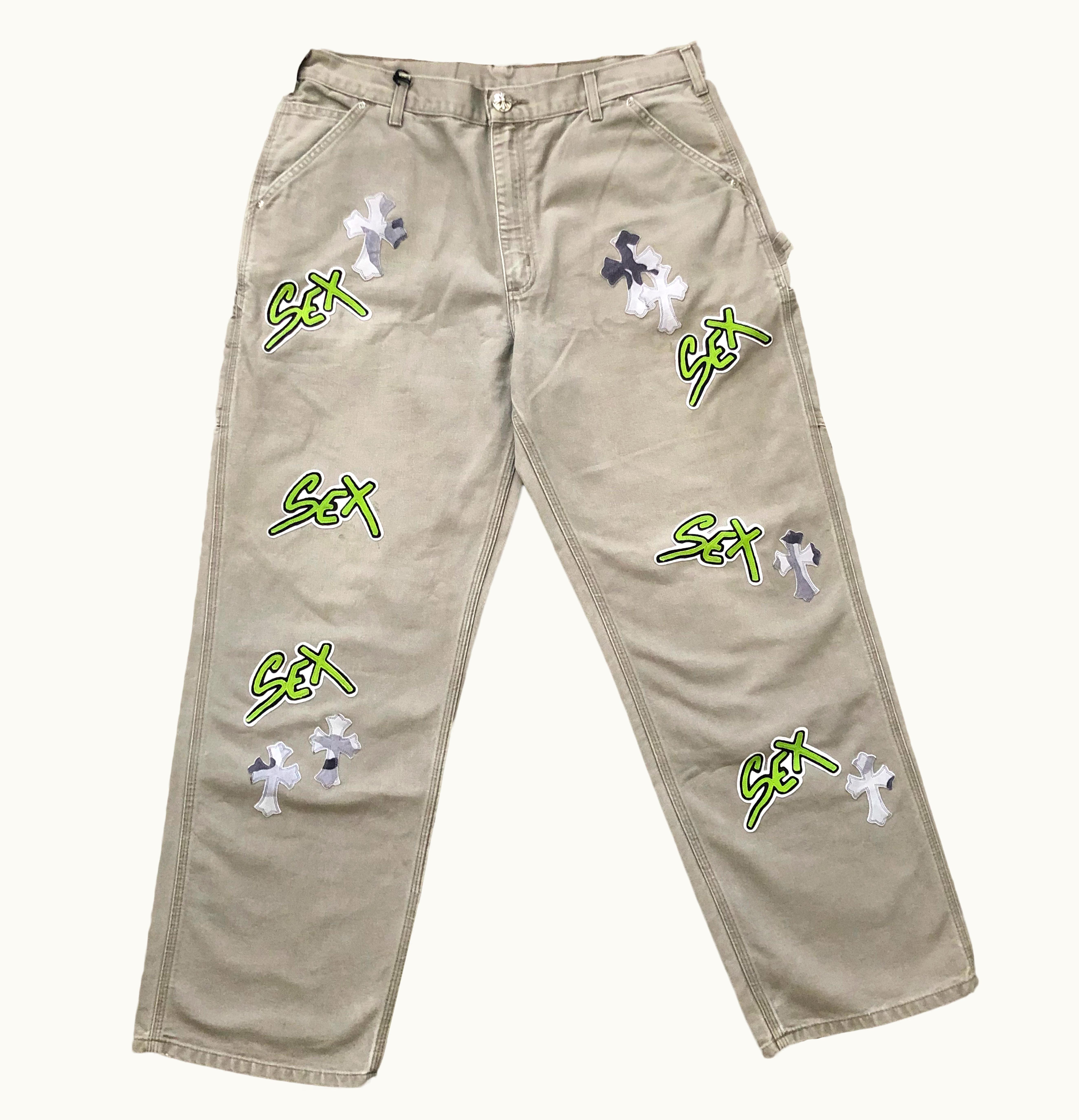 Chrome Hearts Chrome Hearts Matty Boy Sex Records Single Knee Vintage Carpenter Pants Grey