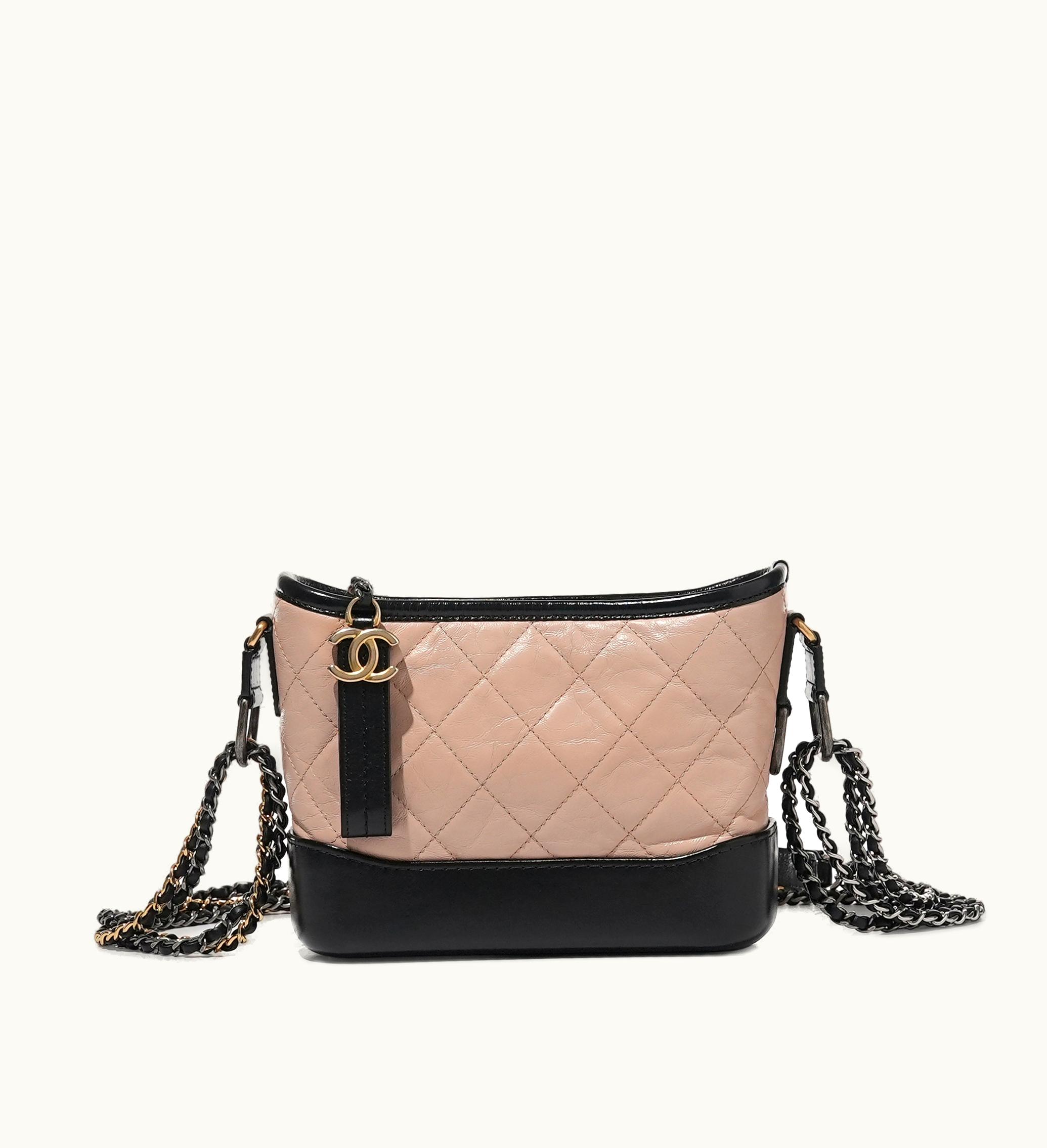 Chanel Chanel 2019 Chanel Small Gabrielle Hobo in Beige and Black Quilted Calfskin with Gold and Ruthenium Hardware