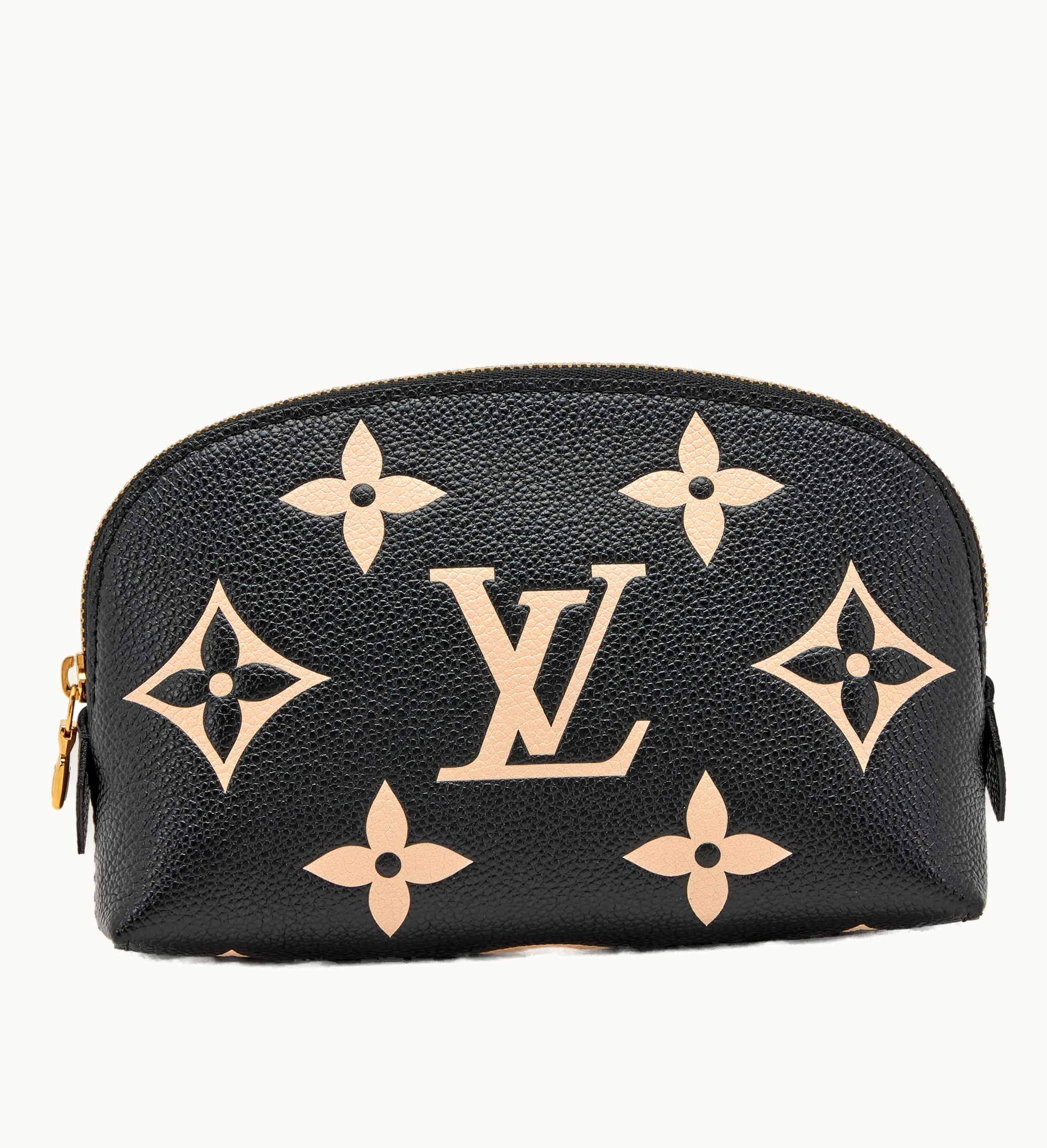 Louis Vuitton Louis Vuitton Gold Hardware Cosmetic Pouch PM 2022, featuring Giant Monogram Empreinte design in both Black and Beige
