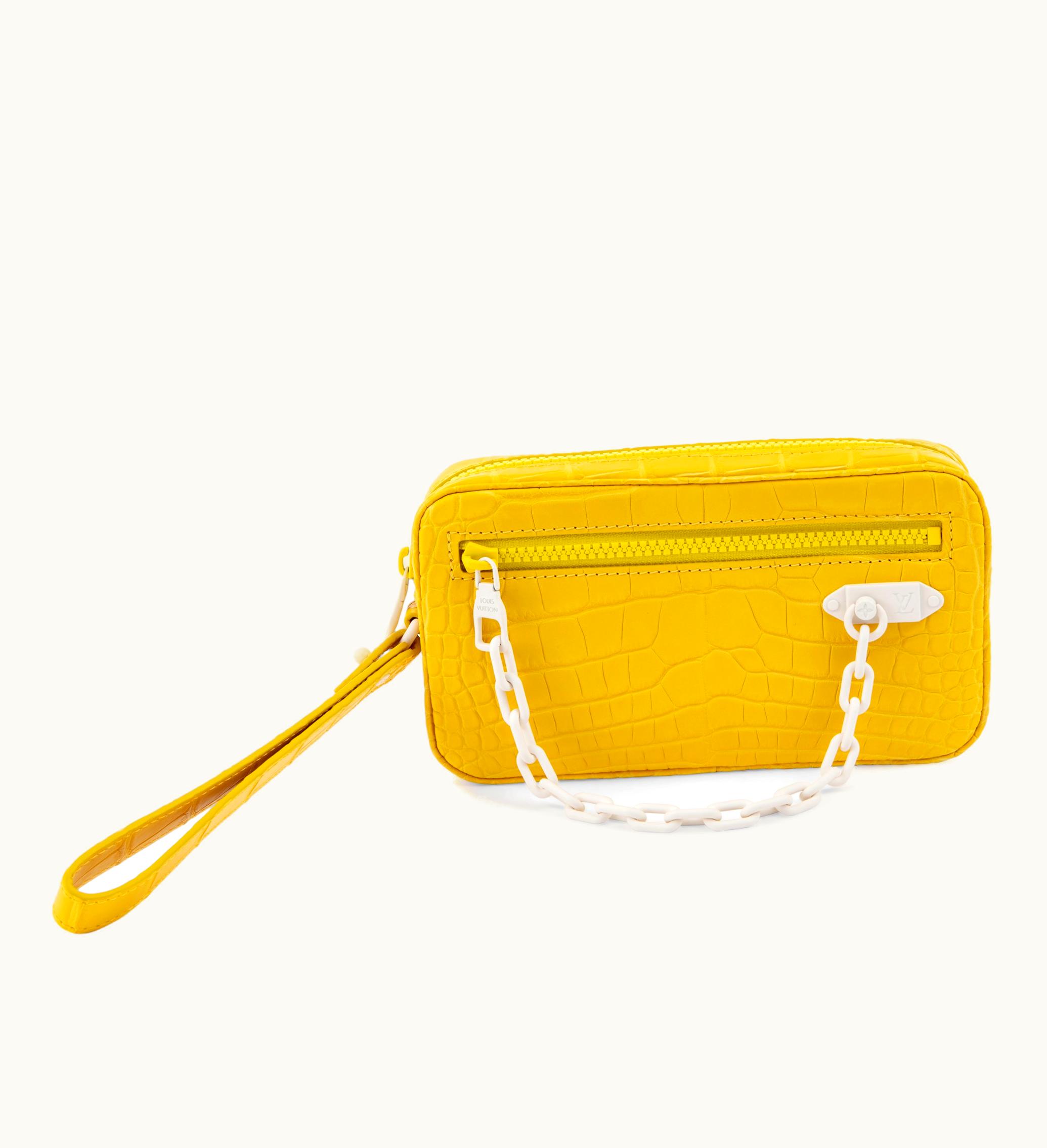 Louis Vuitton Louis Vuitton 2018 Louis Vuitton Virgil Abloh Volga Pochette with White Matte Hardware, crafted from exquisite Yellow Matte Alligator