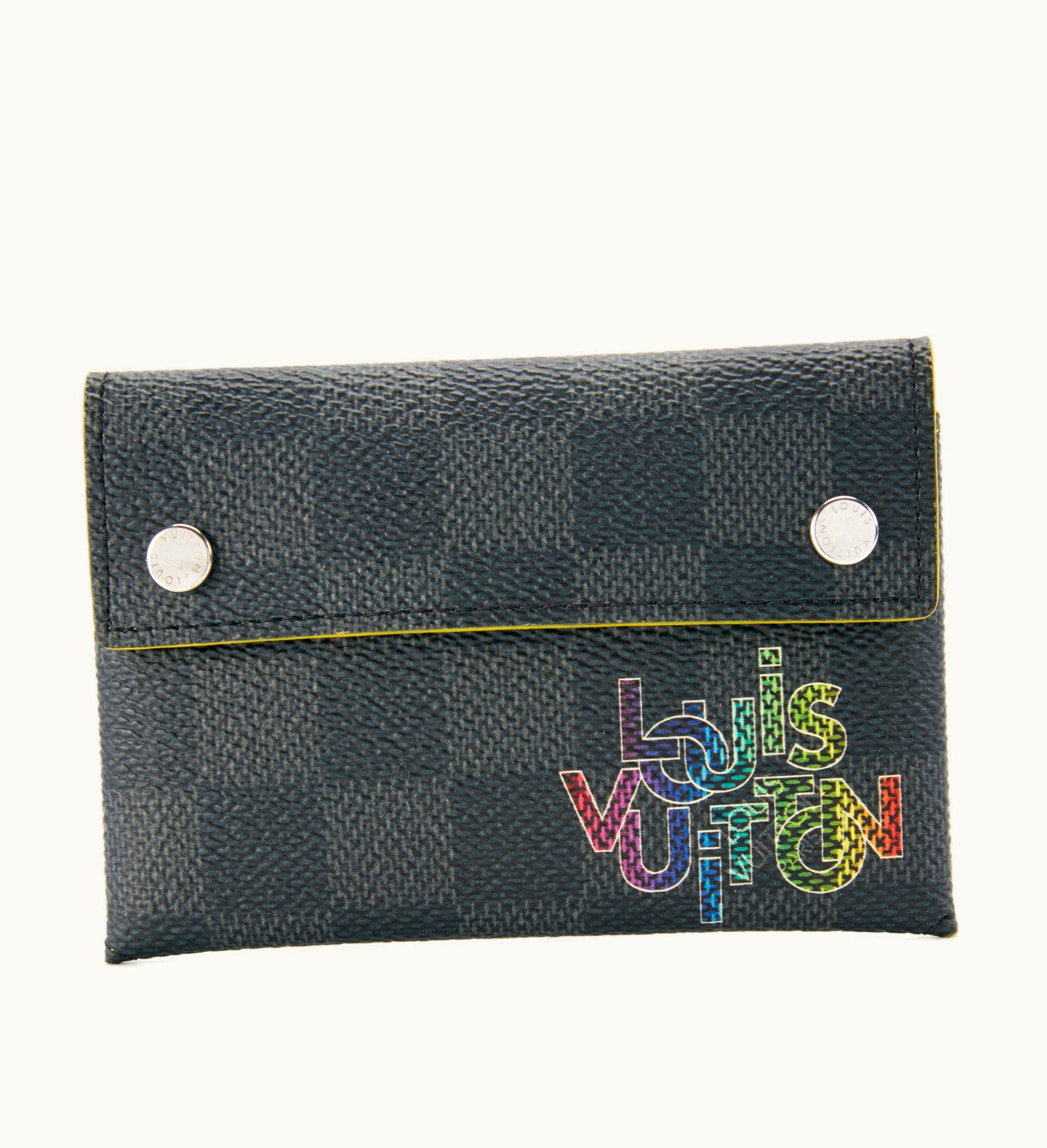 Louis Vuitton Louis Vuitton 2019 Louis Vuitton Virgil Abloh Rainbow Damier Graphite Coated Canvas Alpha PM Card Case with Silver Hardware