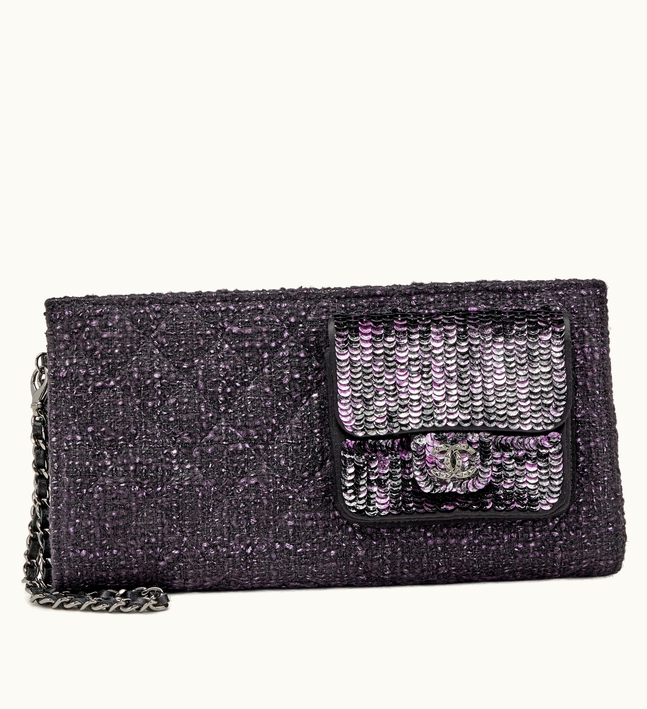 Chanel Chanel Wristlet Clutch with Ruthenium Hardware - Purple Tweed and Sequin Mineral Nights, from 2012-2013