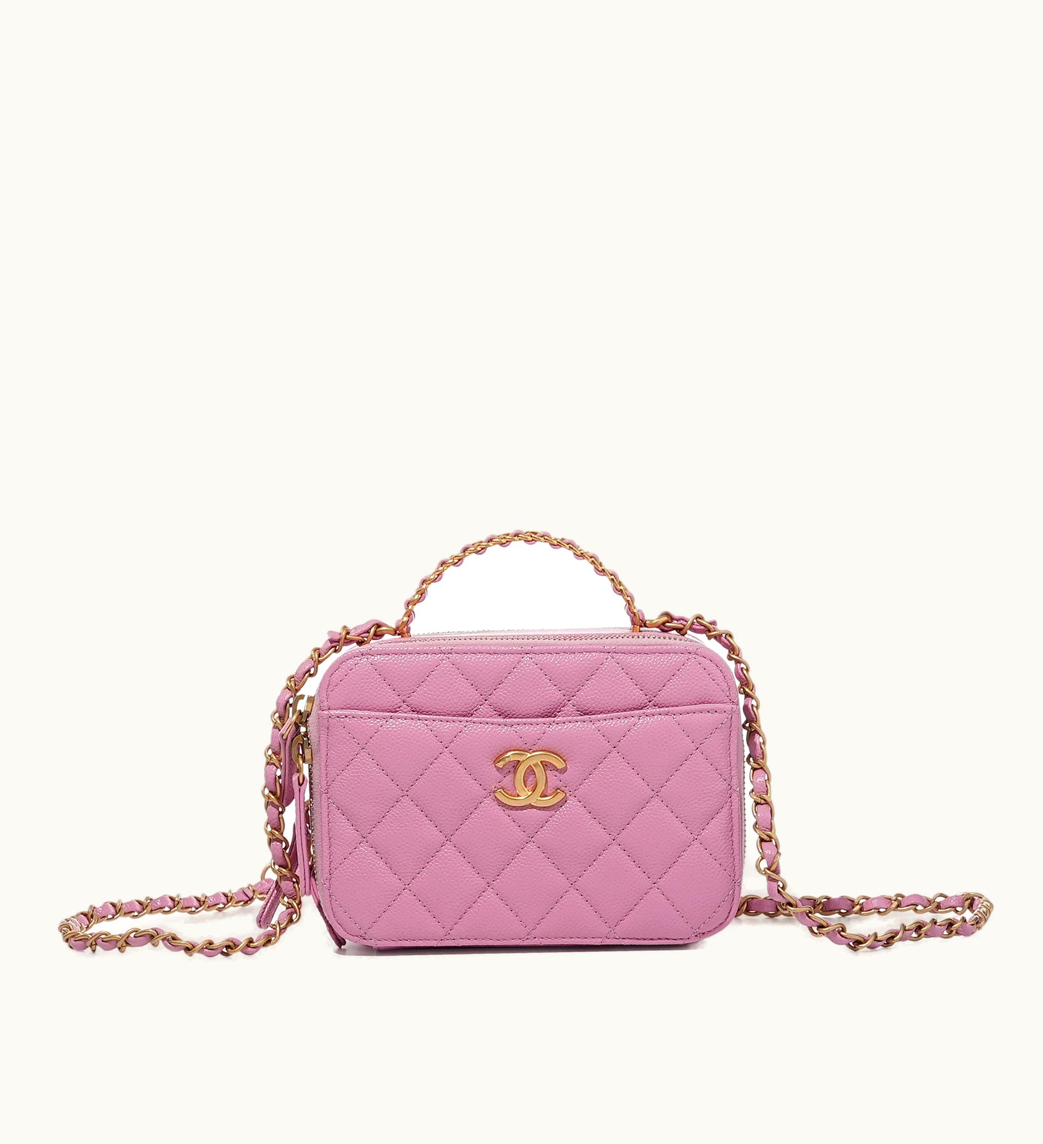 Chanel Chanel 2023 Chanel Pink Caviar Quilted Camera Case with Gold Hardware, Top Handle
