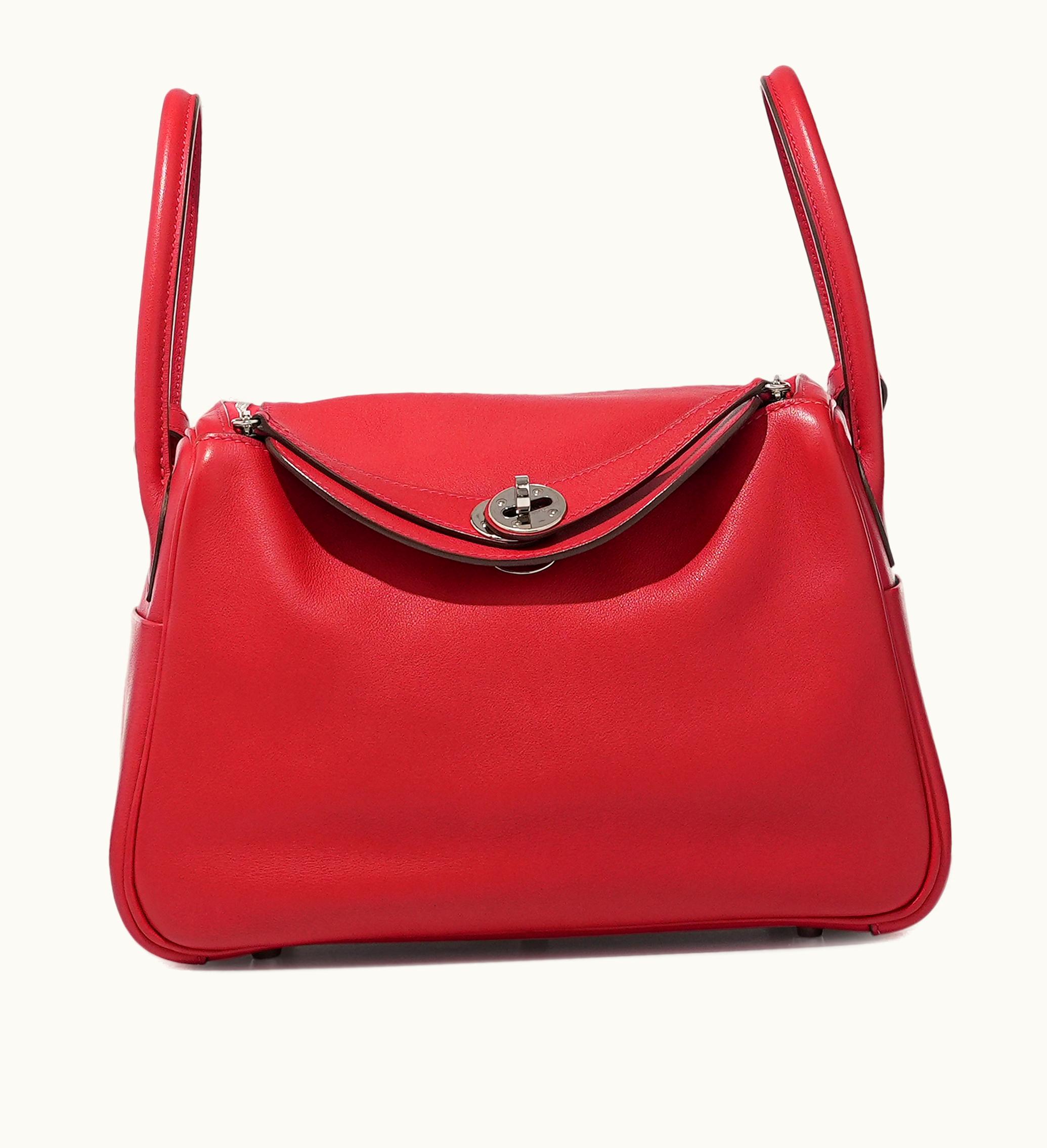 Hermès Hermès 2016 Hermès Lindy 26 in Rouge Casaque Swift with Palladium Hardware