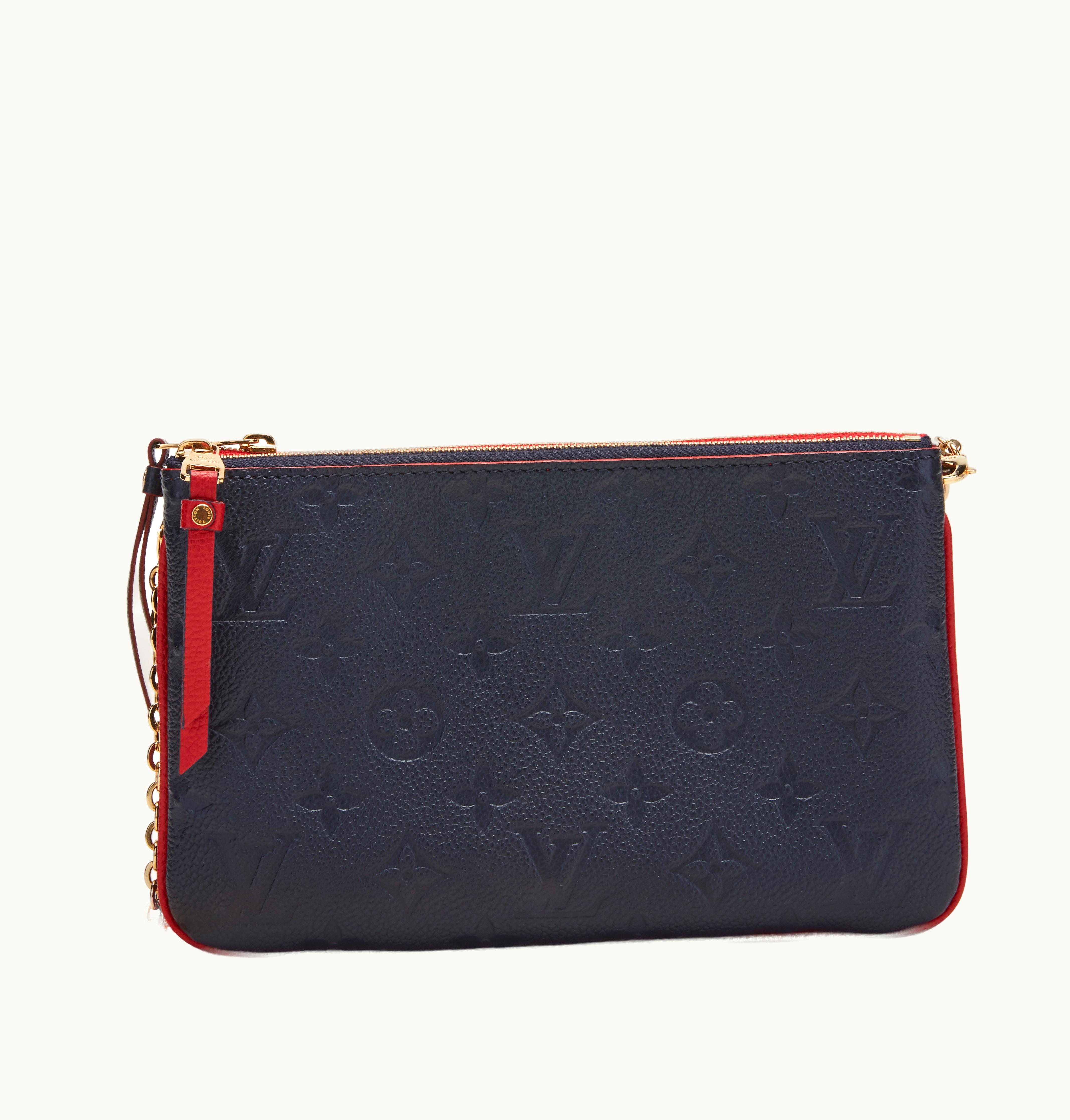 Louis Vuitton Louis Vuitton Navy and Red Monogram Empreinte Leather Double Zip Pochette Gold Hardware