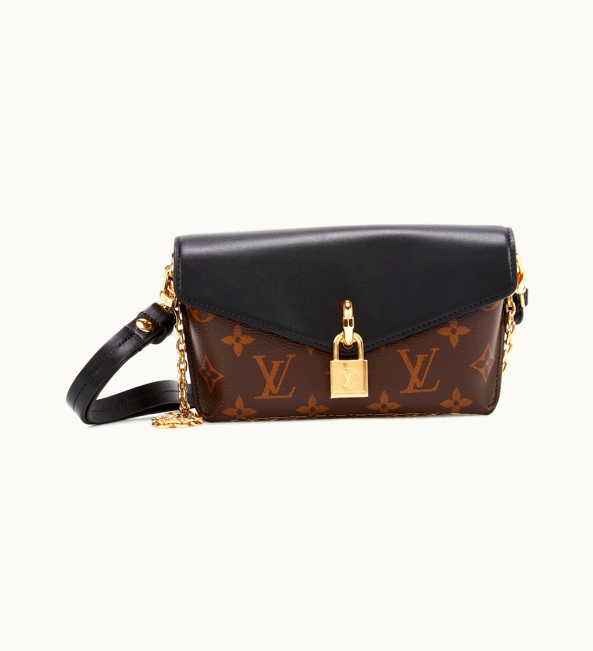 Louis Vuitton Louis Vuitton 2021 Louis Vuitton Black and Monogram Coated Canvas and Calfskin Padlock on Strap Gold Hardware