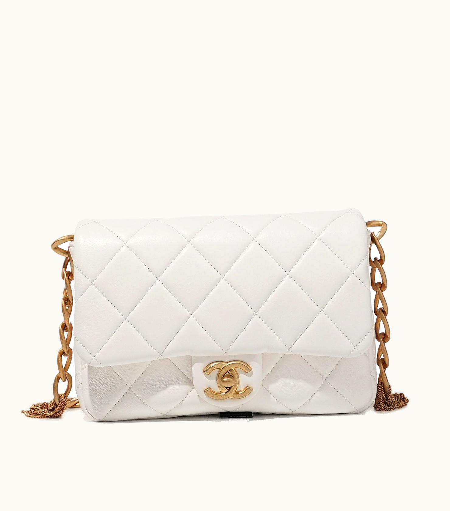 Chanel Chanel White Quilted Lambskin Shoulder Flap Bag Gold Hardware by Chanel, 2023