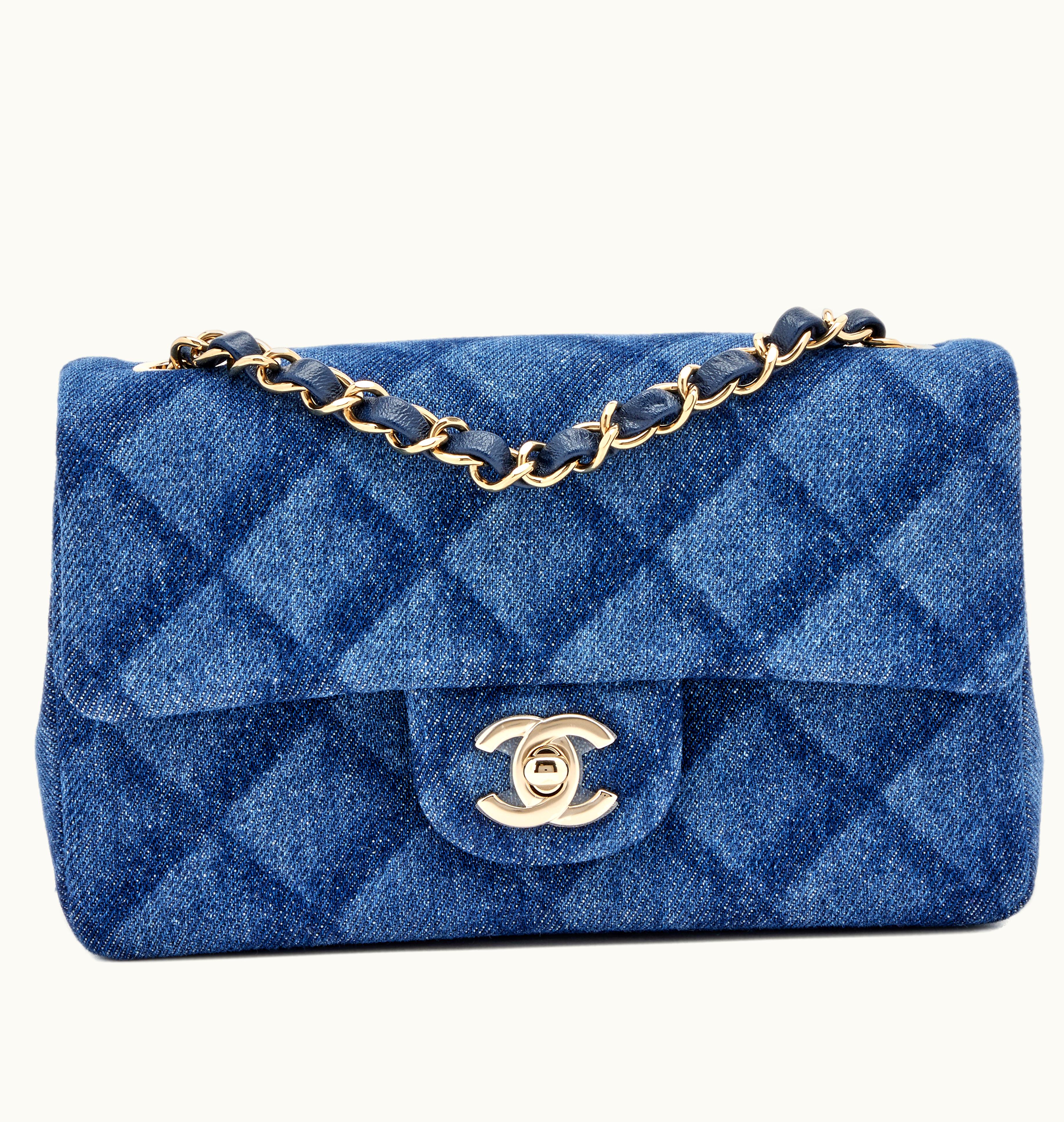 Chanel Chanel Indigo Blue Denim Quilted Mini Rectangular Classic Single Flap with Gold Hardware, 2022