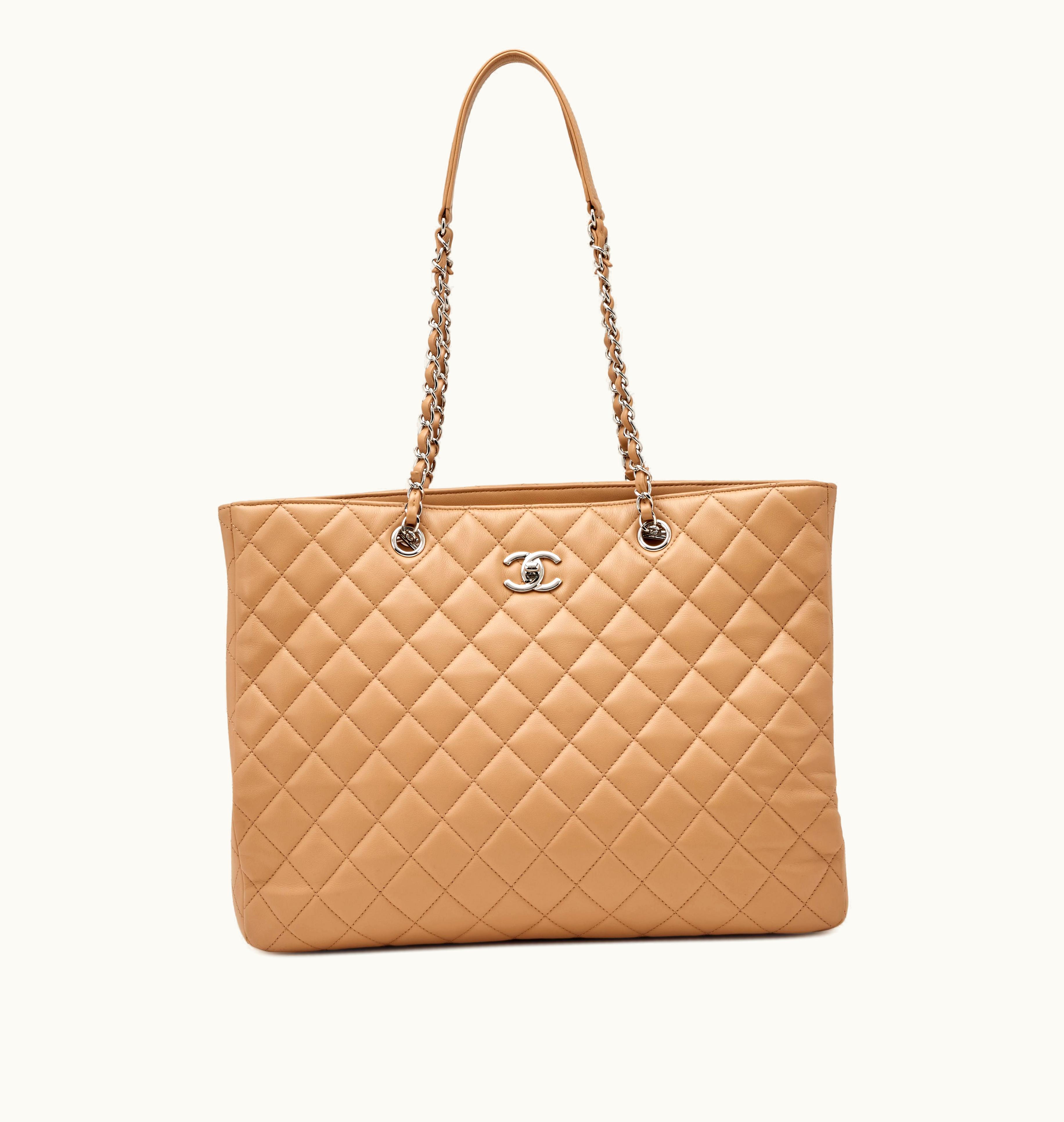 Chanel Chanel 2018 Chanel Large Classic Tote in Beige Quilted Calfskin with Silver Hardware