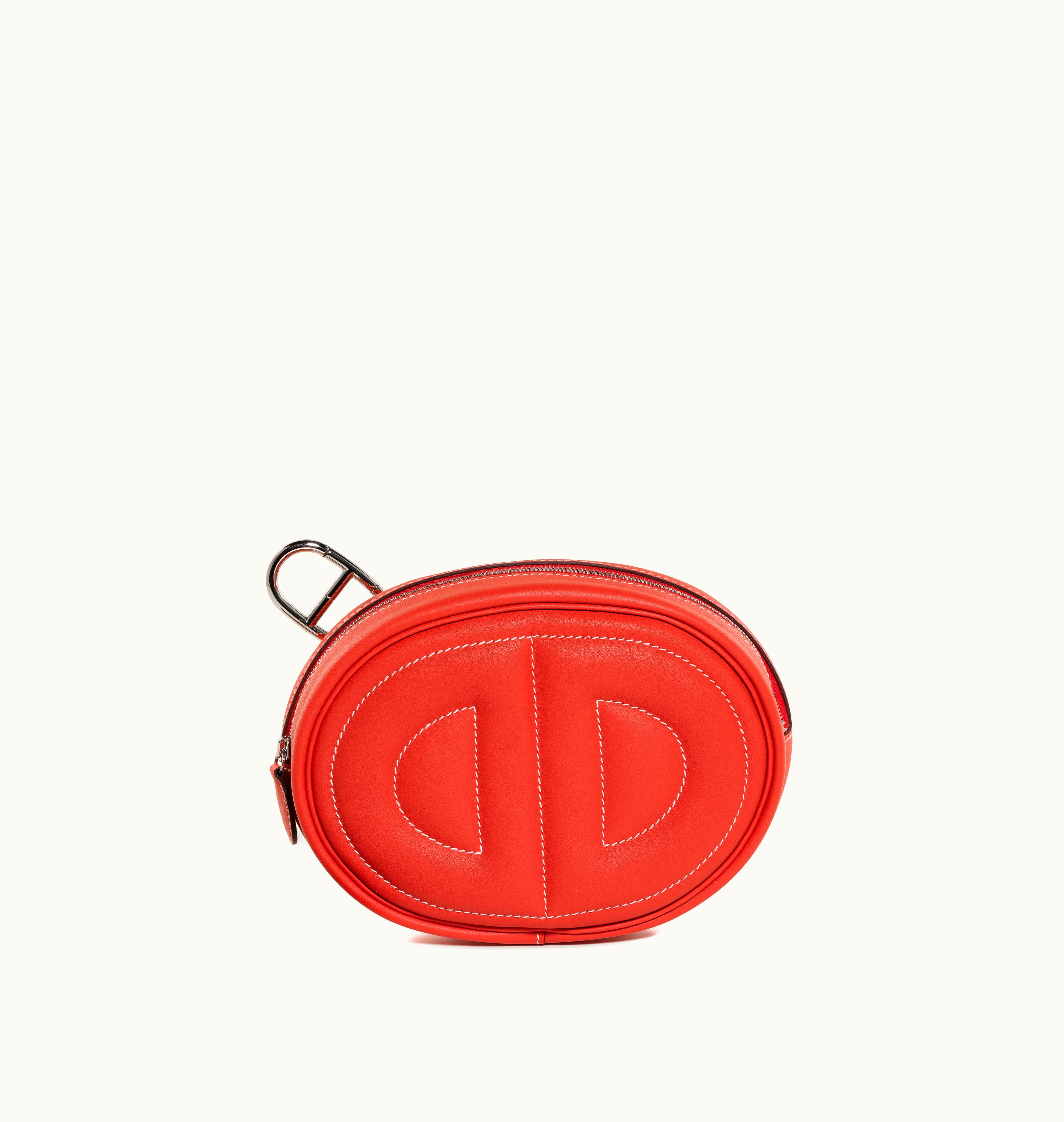 Hermès Hermès 2021 Hermès Rouge Pivoine and Capucine Swift In-The-Loop Belt Bag Palladium Hardware