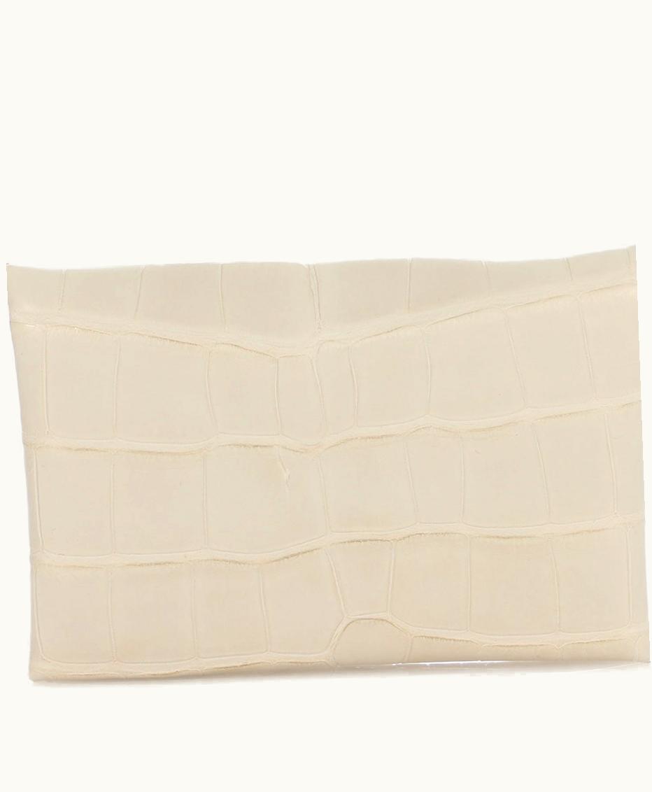 Hermès Hermès 2022 Hermès Beton Matte Alligator Calvi Card Holder with Palladium Hardware