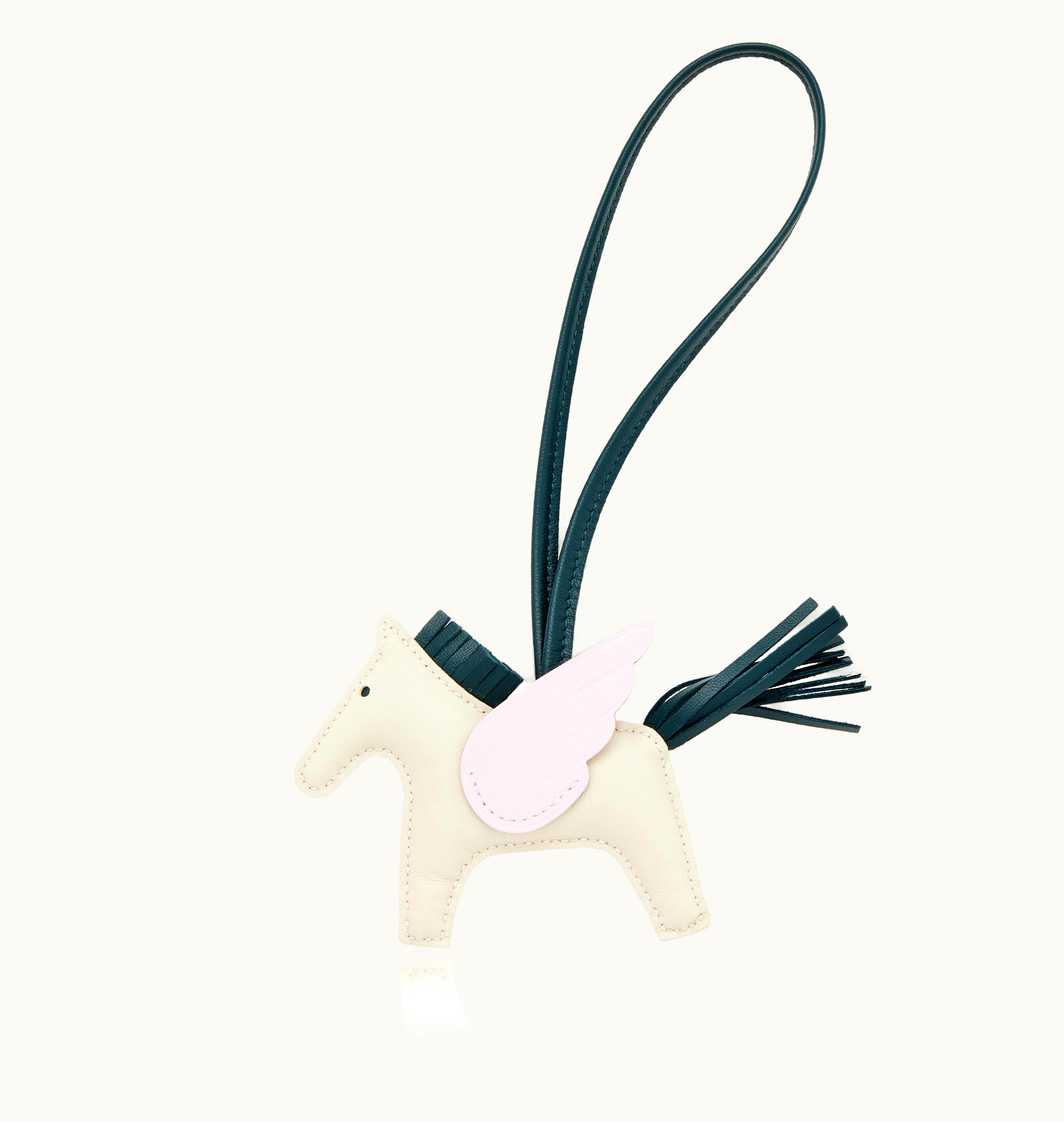 Hermès Hermès Craie, Vert Cypress, and Mauve Pale Milo and Swift Leather Rodeo Pegase Charm PM, 2022