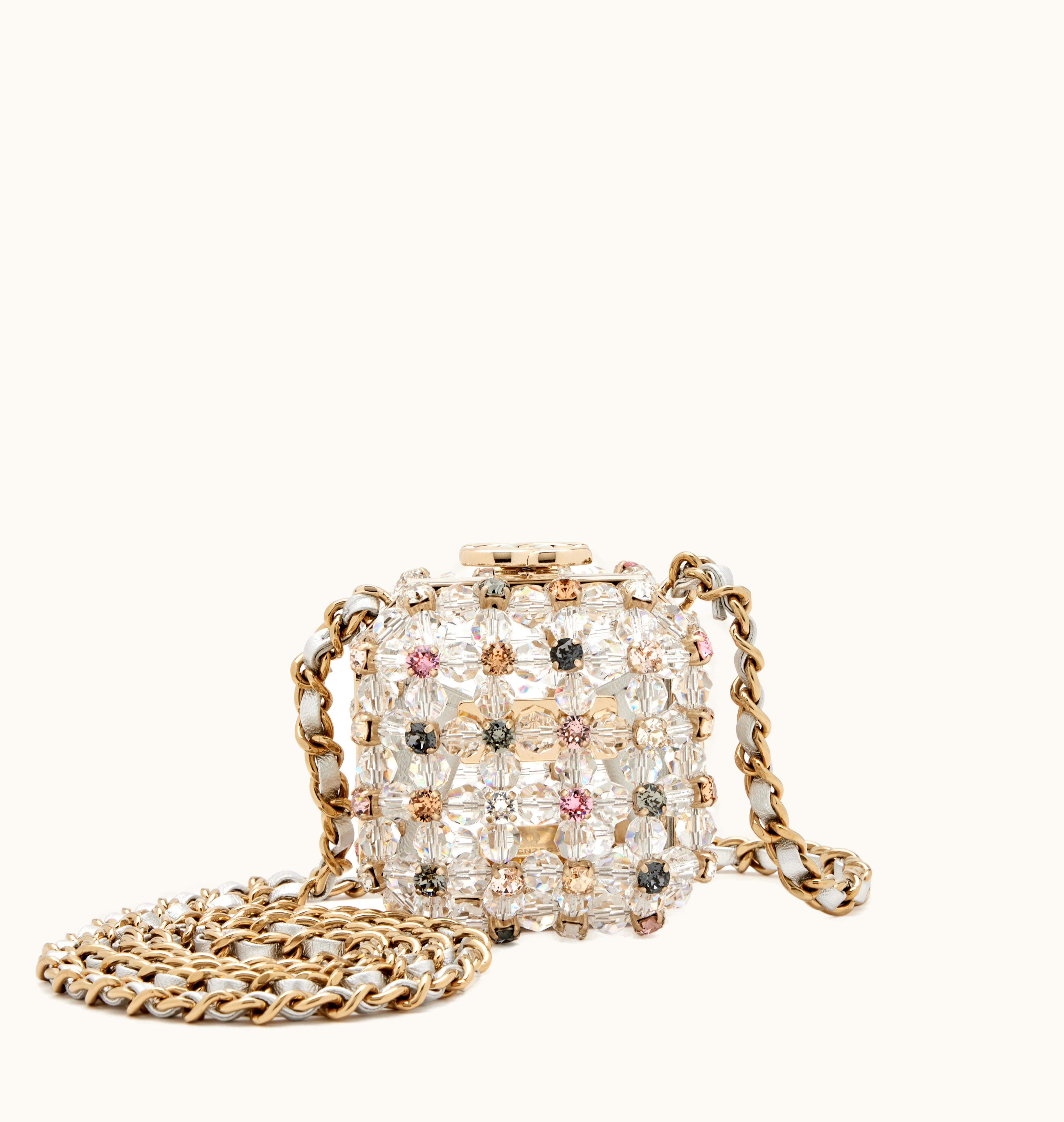 Chanel Chanel Rainbow Strass, Micro Mini Clear Crystal CC Evening Bag with Gold Hardware, 2023