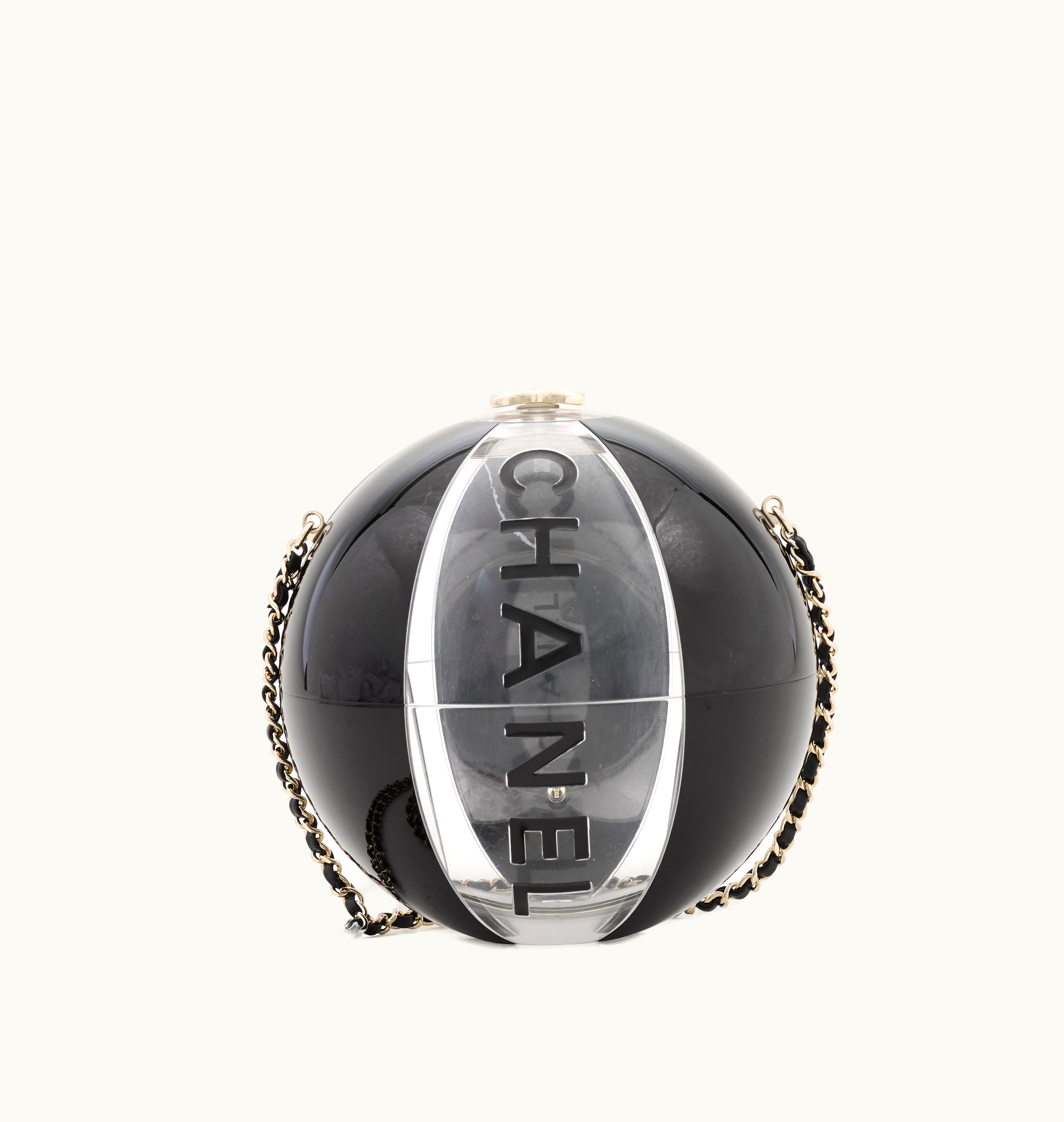 Chanel Chanel 2019 Chanel Black Resin Beach Ball Minaudière with Silver Hardware