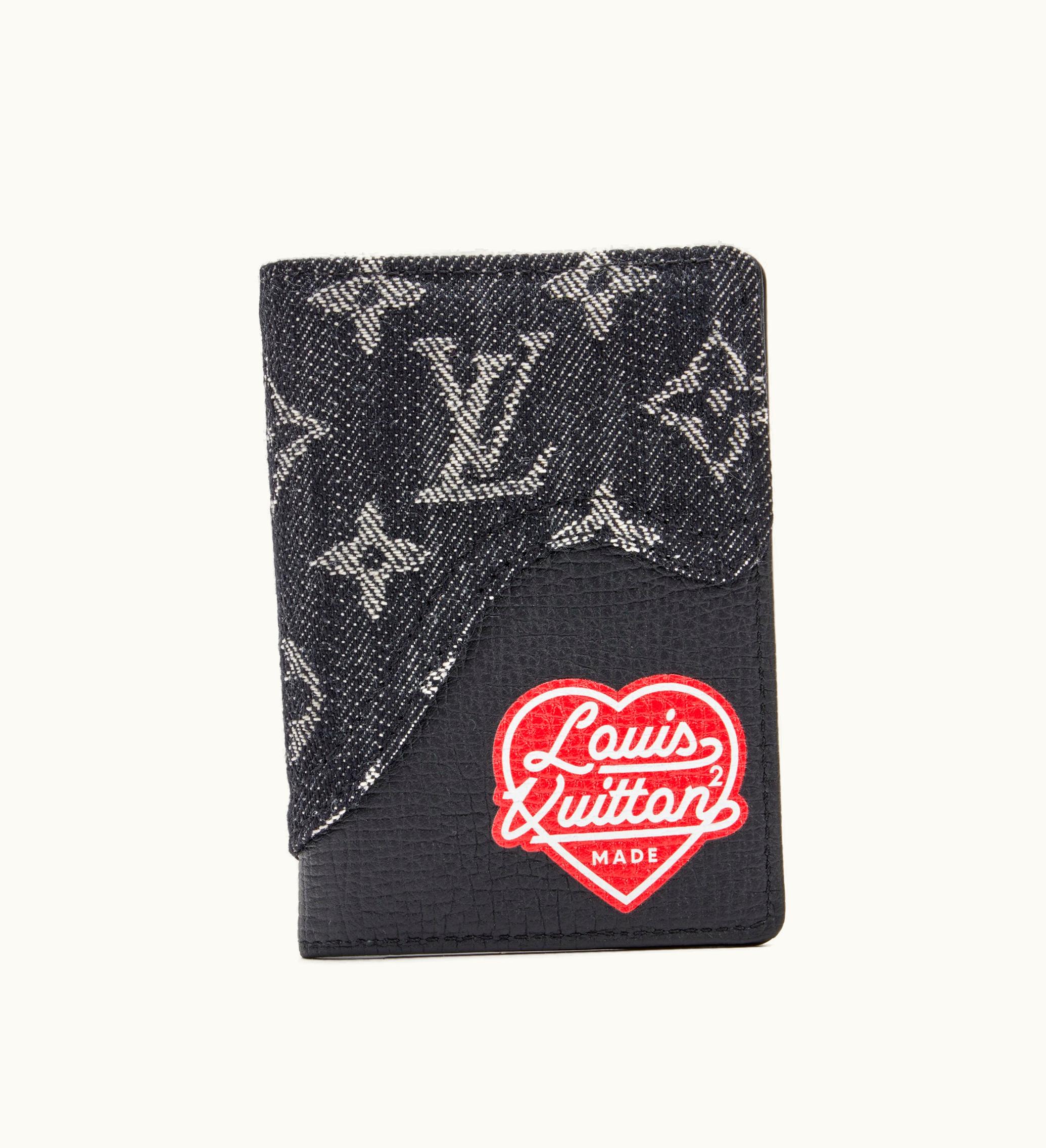 Louis Vuitton Louis Vuitton 2021 edition of Louis Vuitton's Black Monogram Denim Drip and Taurillon Pocket Organizer, a collaborative creation by Virgil Abloh and NIGO