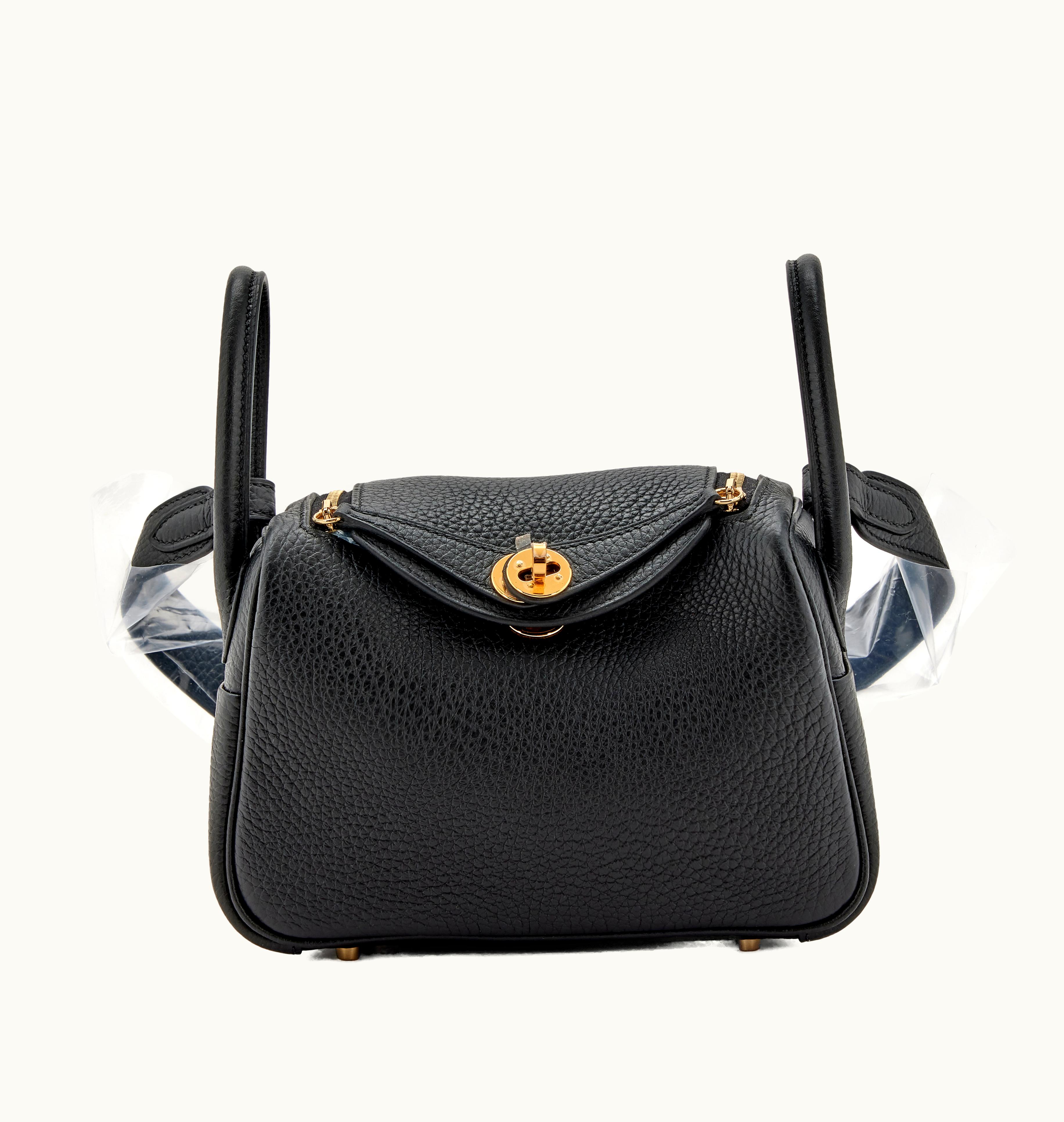 Hermès Hermès Black Clemence Mini Lindy 20 with Gold Hardware by Hermès, 2023