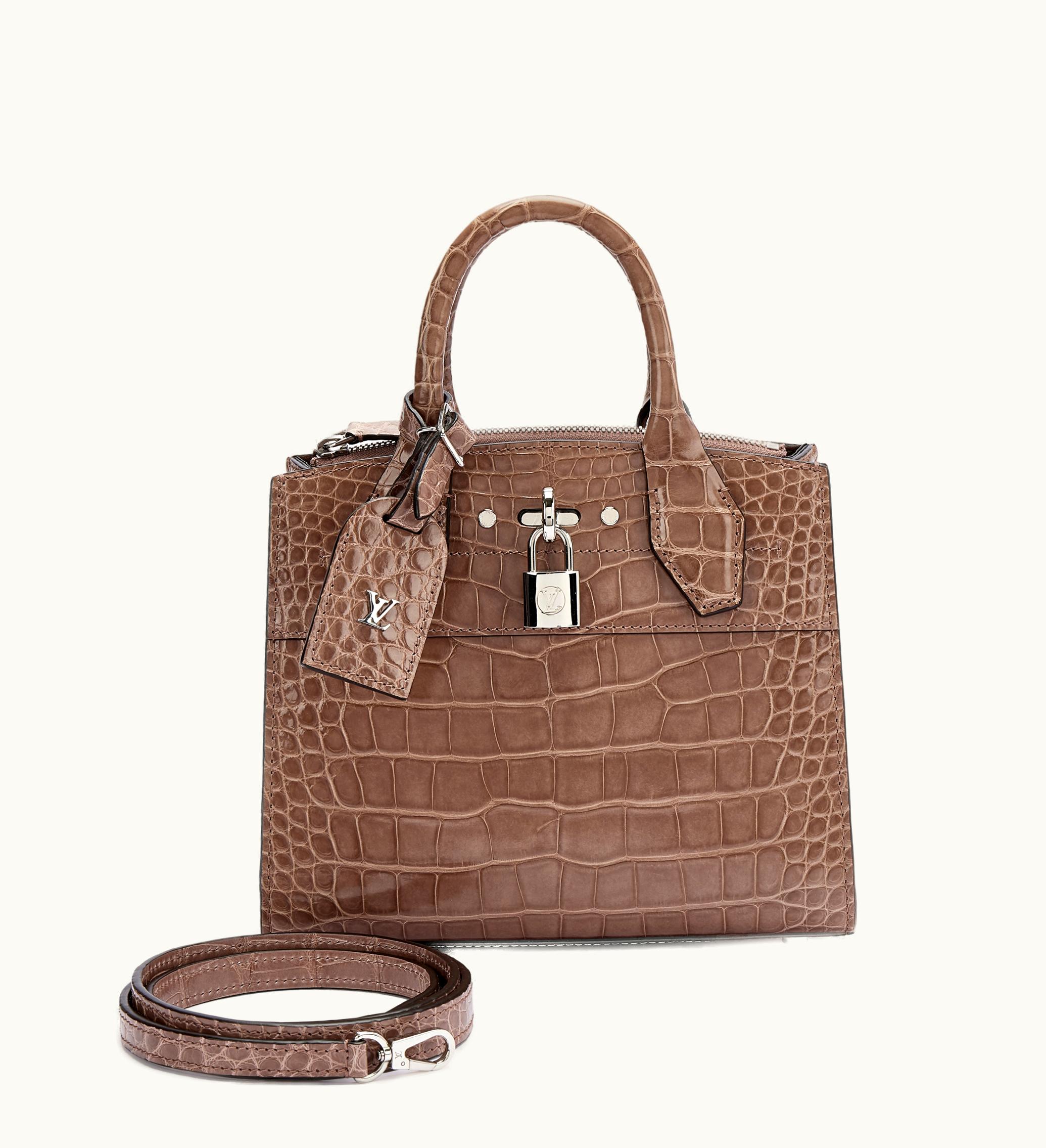 Louis Vuitton Louis Vuitton Taupe Brilliant Crocodilian Mini City Steamer with Silver Hardware by Louis Vuitton