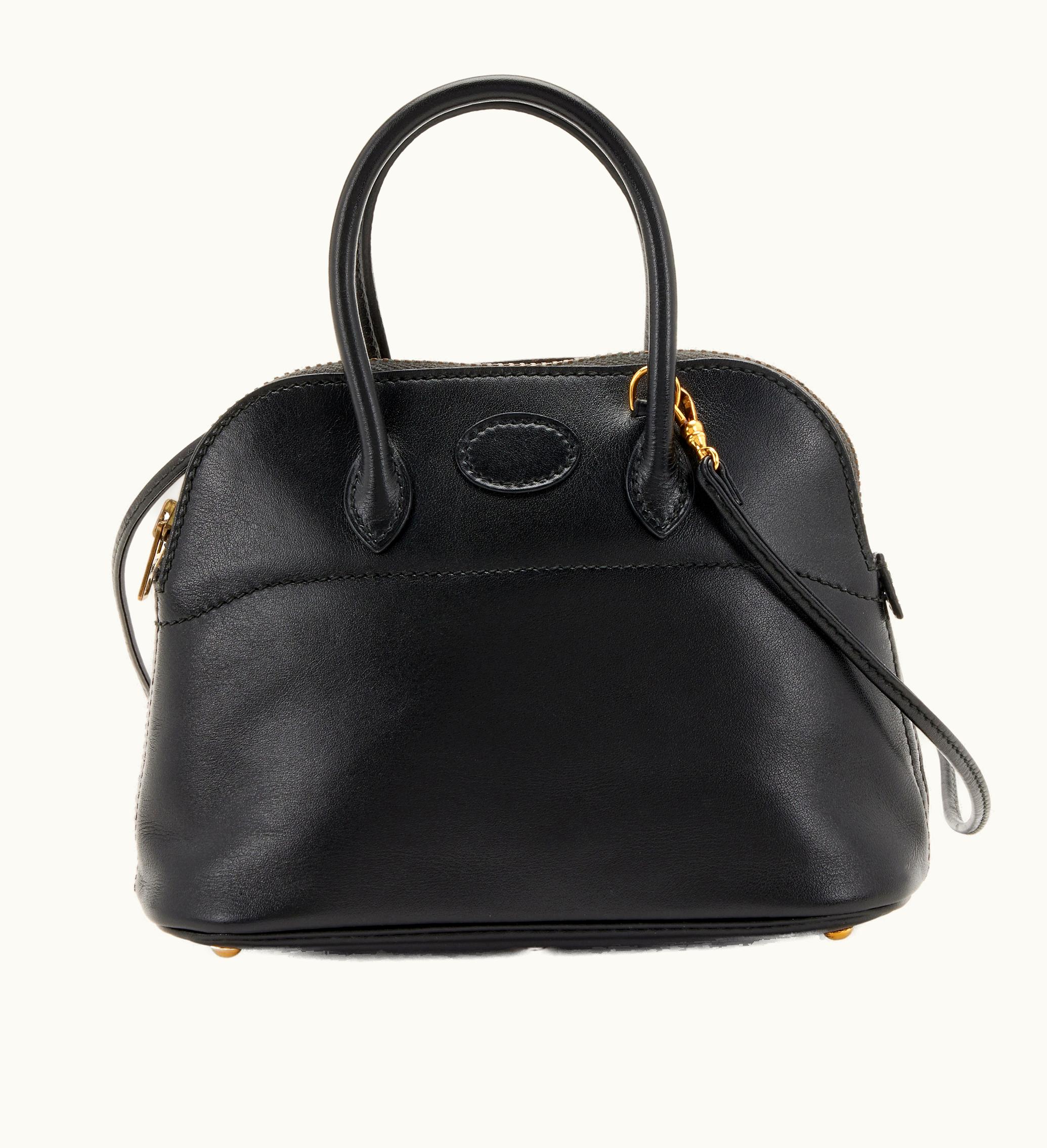 Hermès Hermès 1990s Hermès Black Box Calf Micro Mini Bolide with Gold Hardware