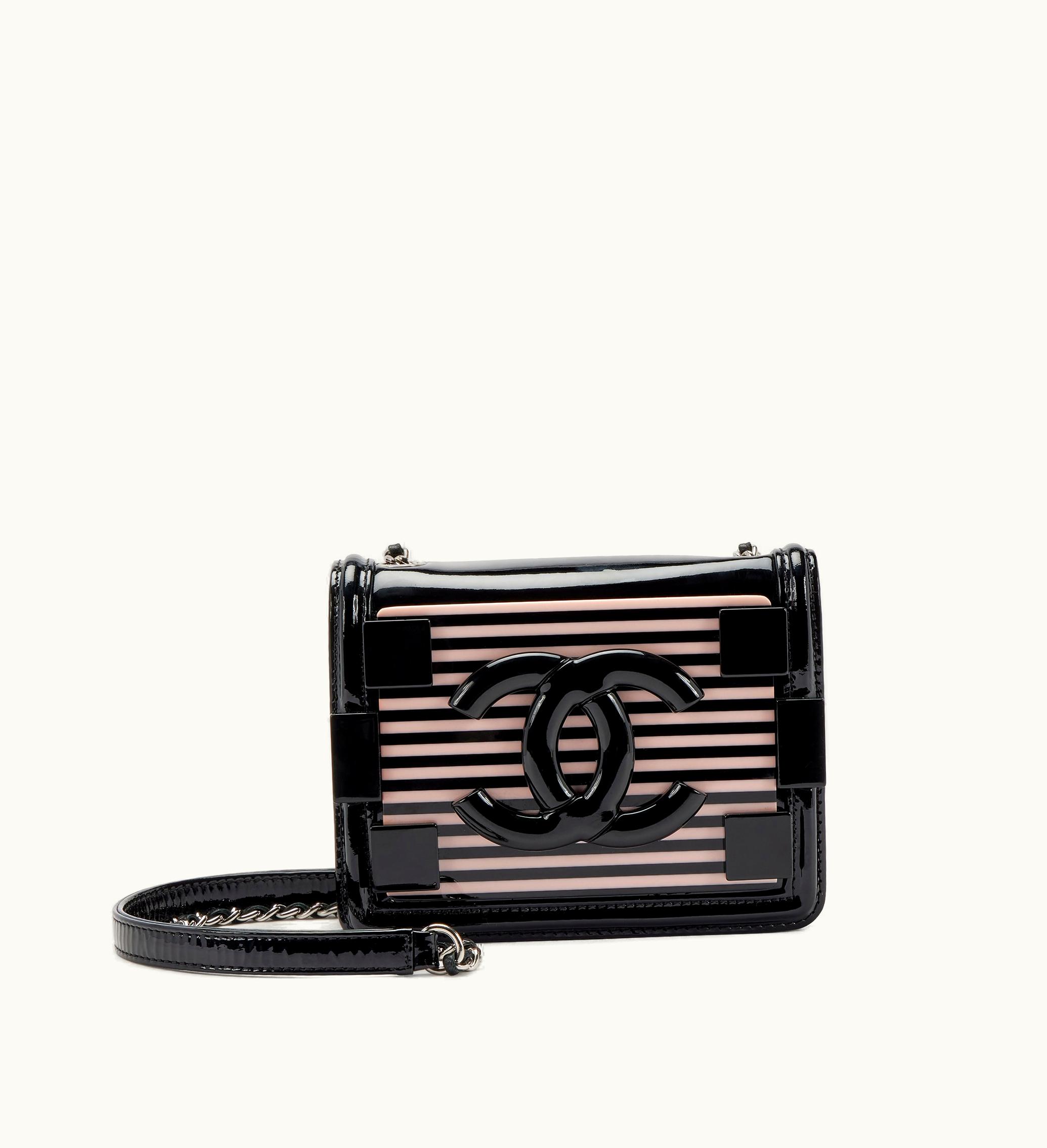 Chanel Chanel 2014 Chanel Flap Bag Silver Hardware in Pink and Black Plexiglass and Leather