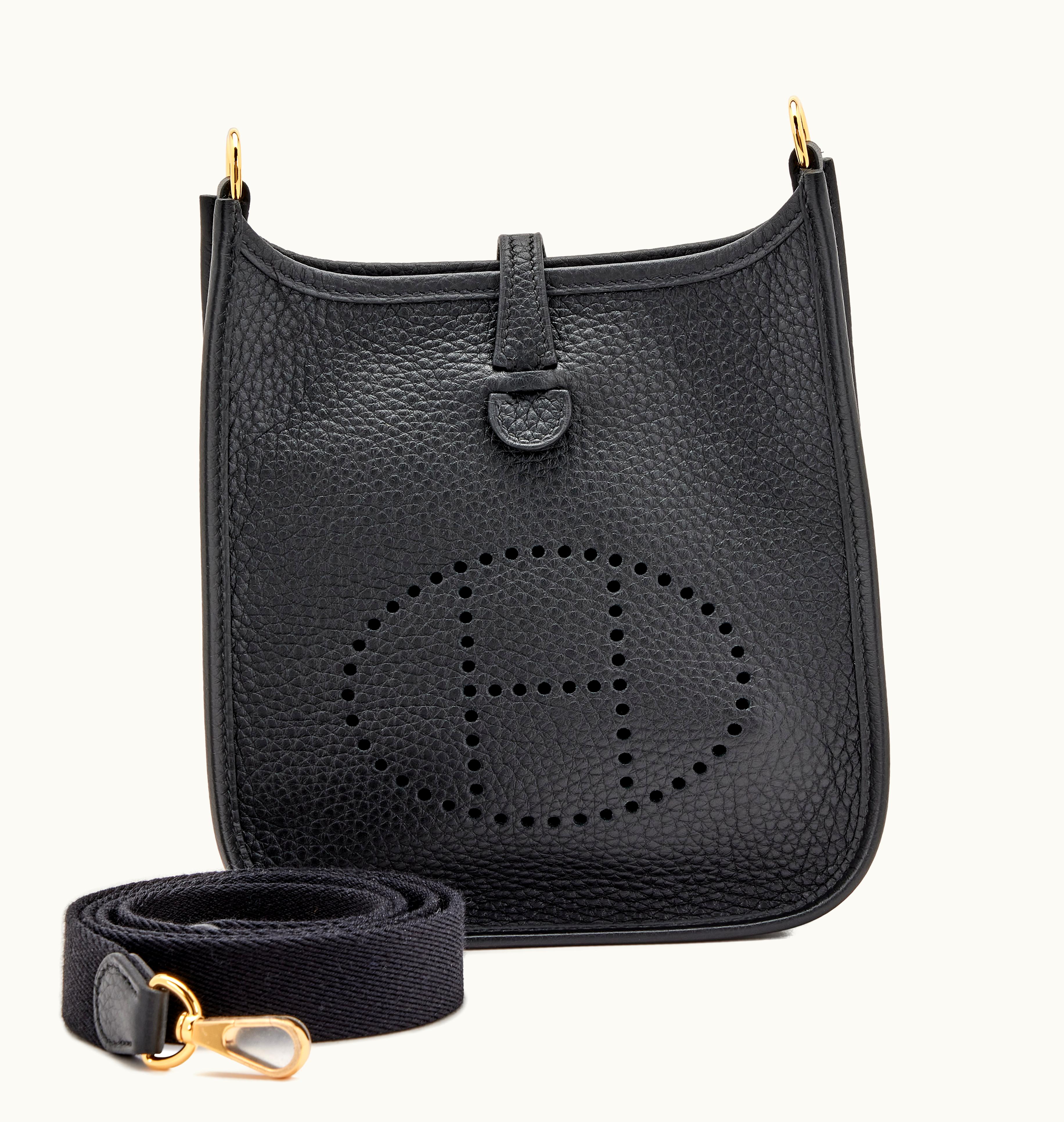 Hermès Hermès Black Clemence Mini Evelyne TPM with 16 Gold Hardware, scheduled for release in 2022
