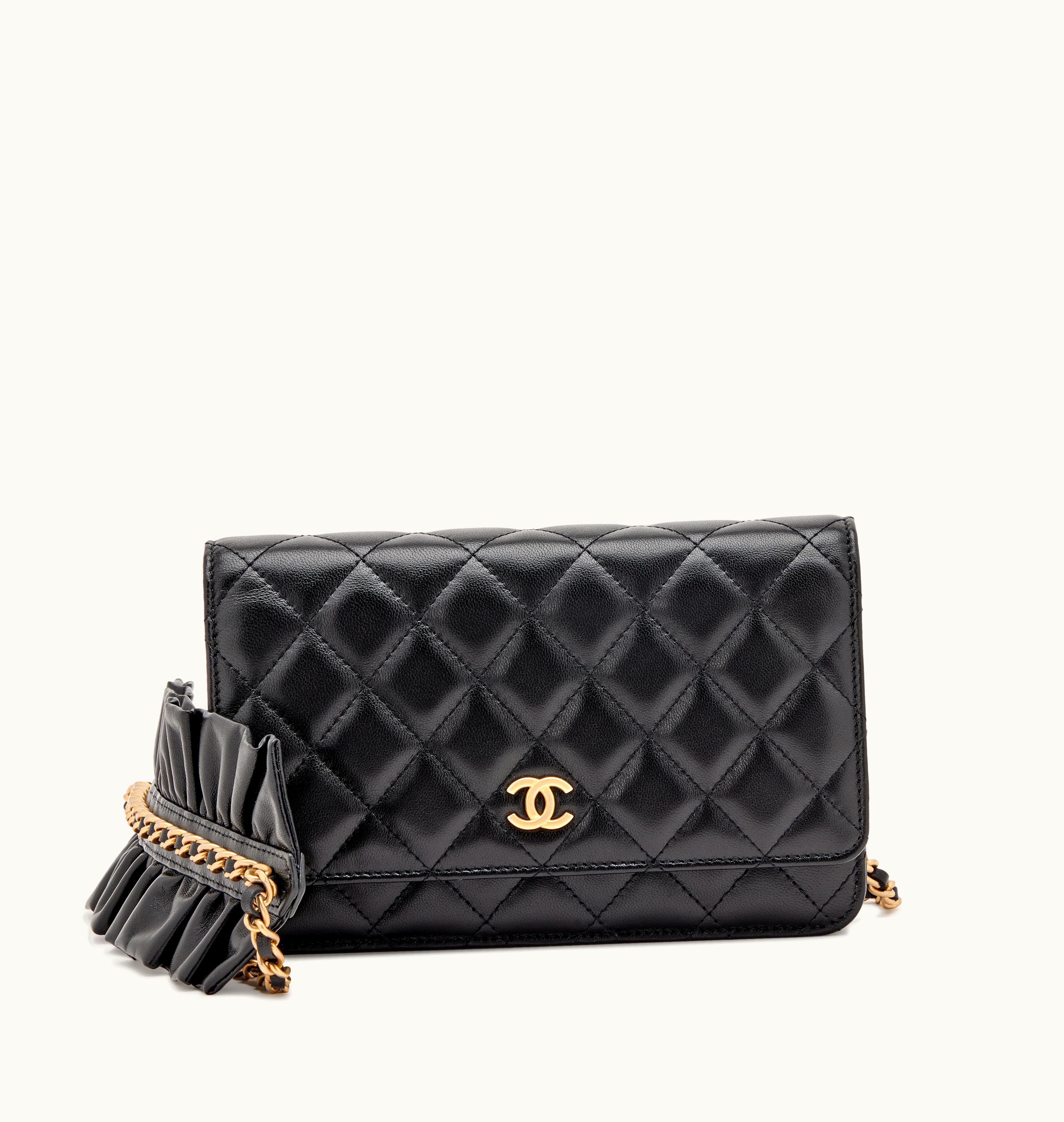 Chanel Chanel 2020 Chanel Romance Wallet on Chain in Black Quilted Lambskin with Gold Hardware