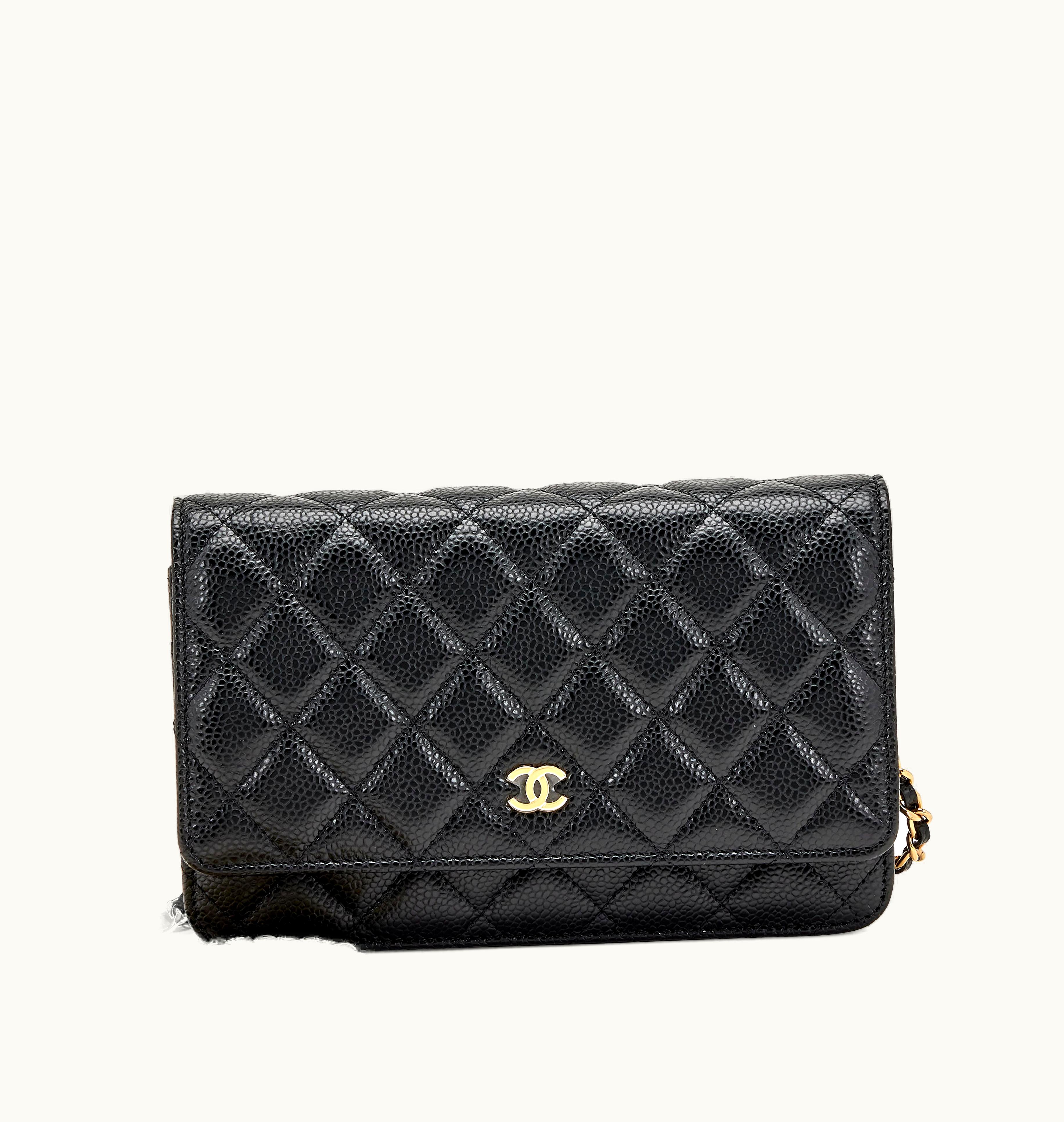 Chanel Chanel Black caviar quilted Chanel WOC wallet on chain with gold hardware